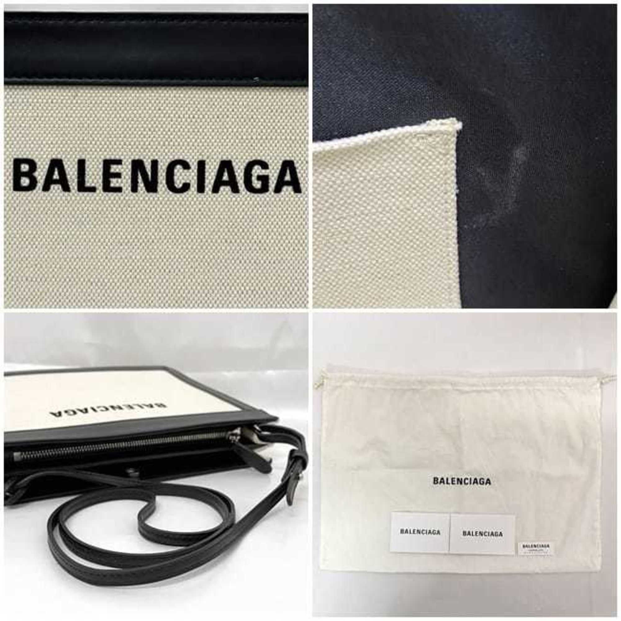 Balenciaga Balenciaga Shoulder Bag Navy Pochette f-21650 Natural White Black 339937 Canvas Leather 1080 Y 528147 BALENCIAGA Crossbody Freestanding Square Size ONE SIZE - 11 Thumbnail