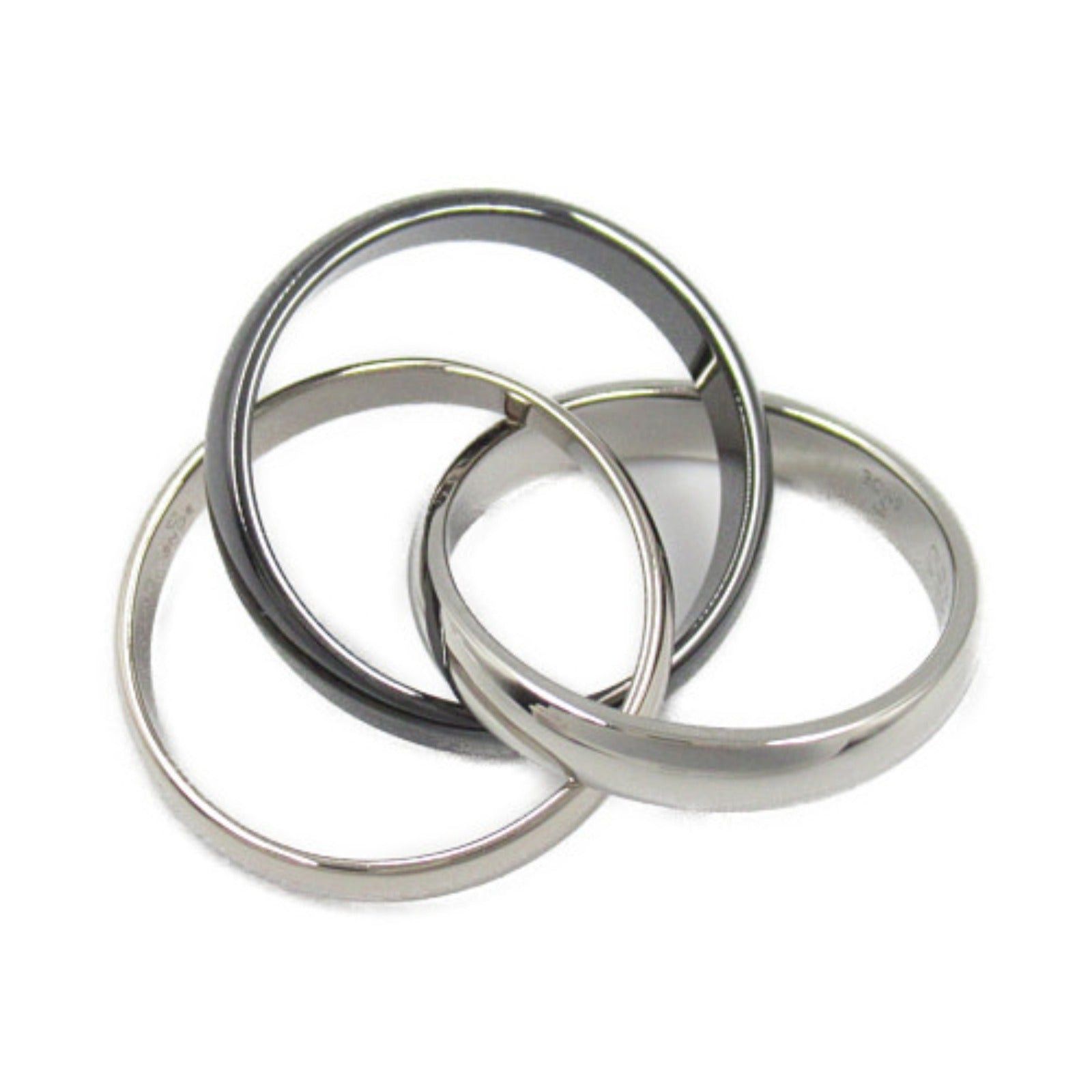 Cartier Cartier Trinity Ring K18Wg (White Gold) Ceramic Pd950 Silver Black Size ONE SIZE - 3 Thumbnail