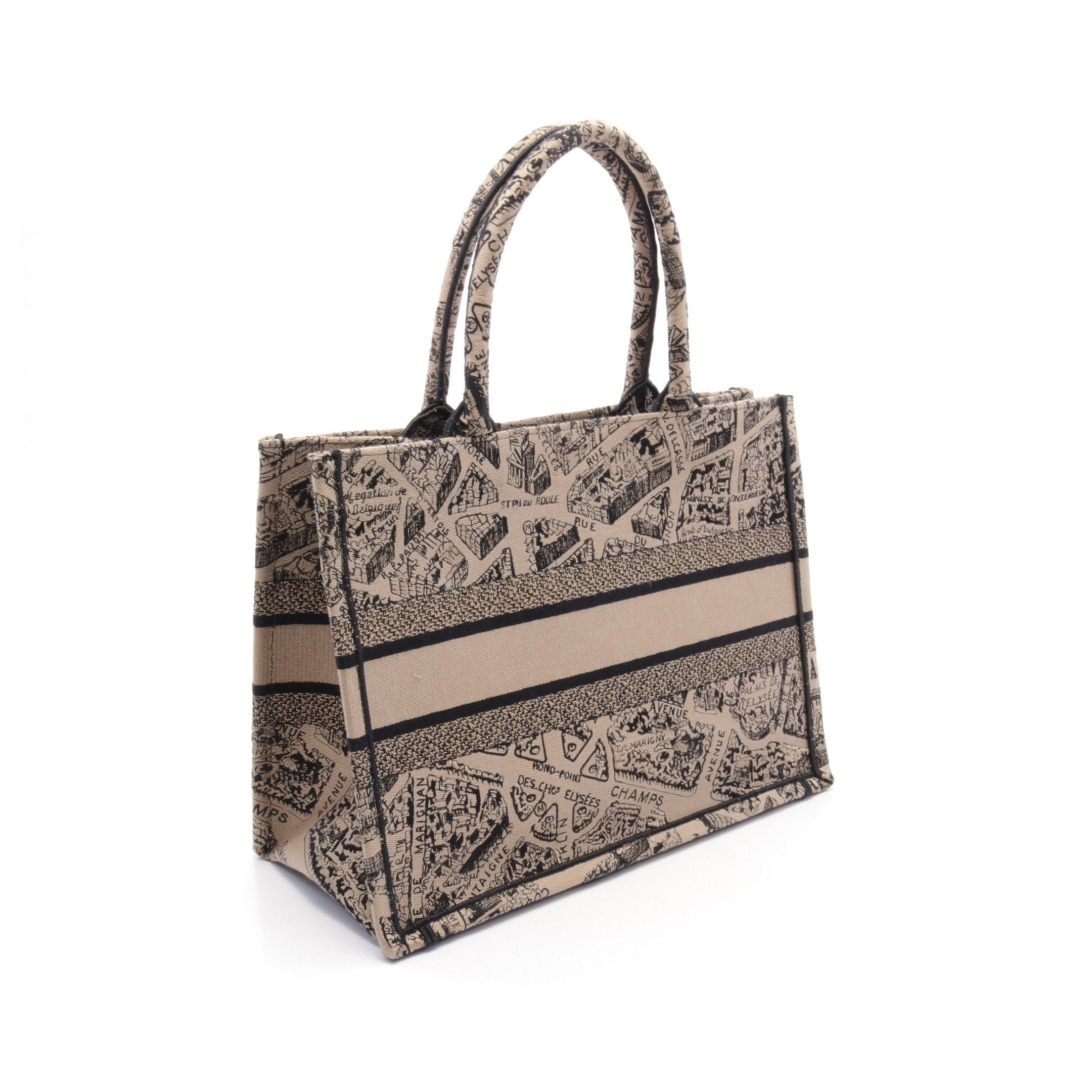 Dior Dior Book Tote Medium Dior Union Handbag Bag Canvas Gray Brown Black Size ONE SIZE - 2 Thumbnail