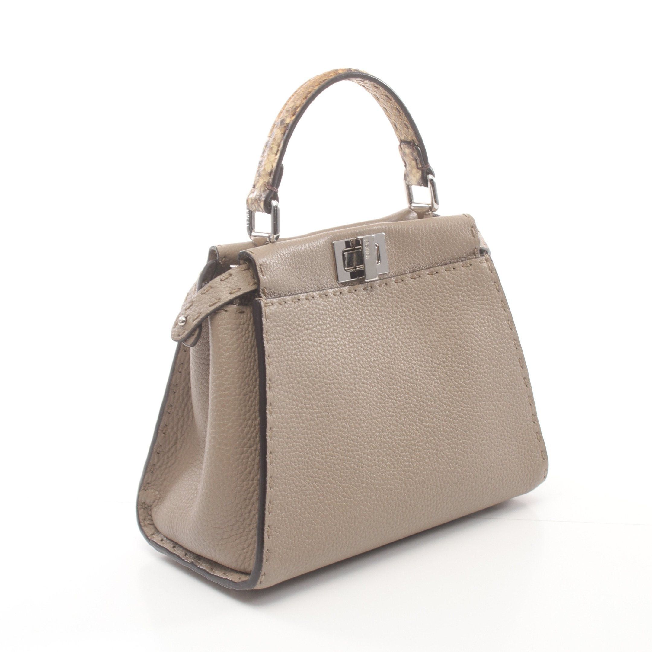Fendi Fendi Ｍini Peekaboo Handbag Leather Gray Beige Size ONE SIZE - 2 Thumbnail