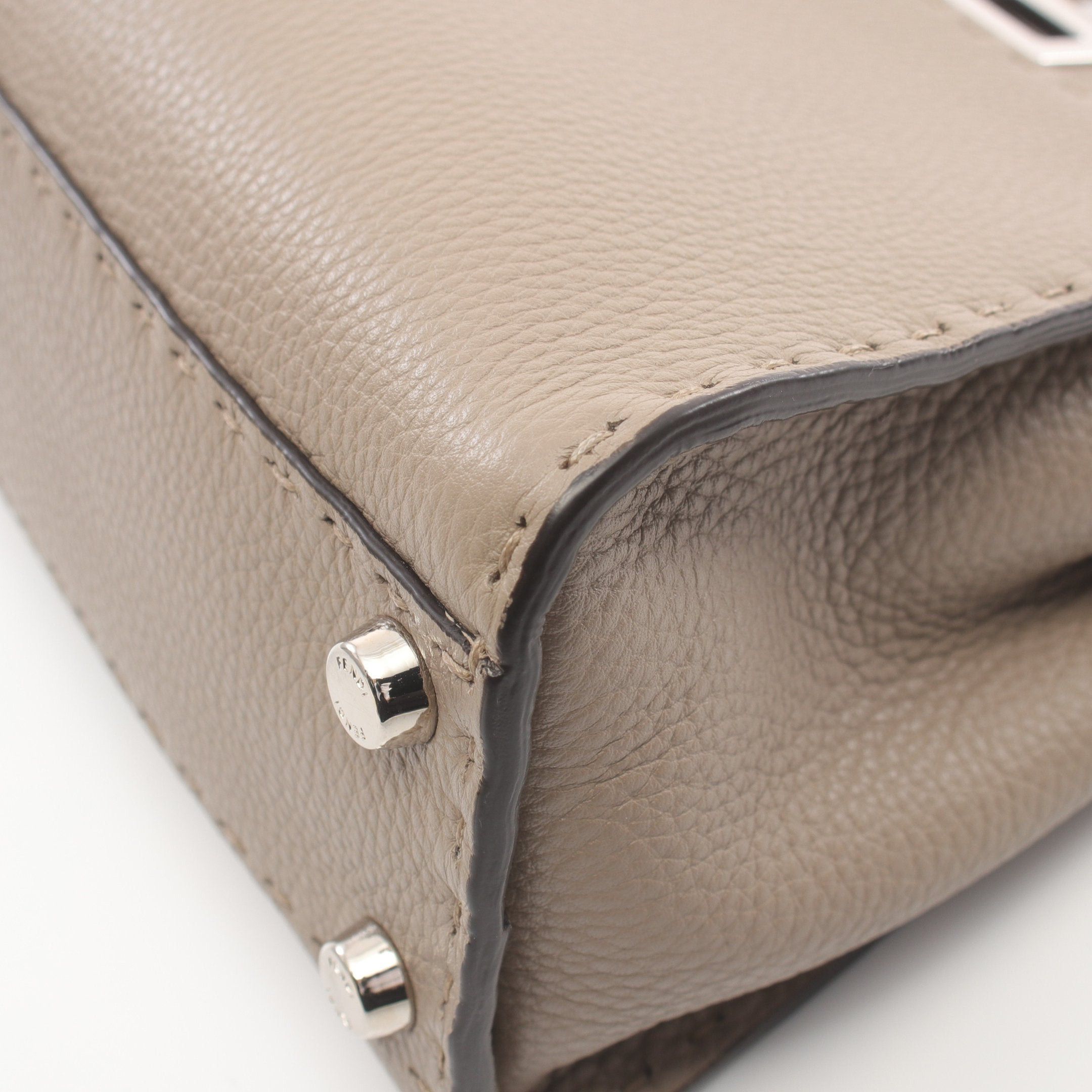 Fendi Fendi Ｍini Peekaboo Handbag Leather Gray Beige Size ONE SIZE - 6 Thumbnail
