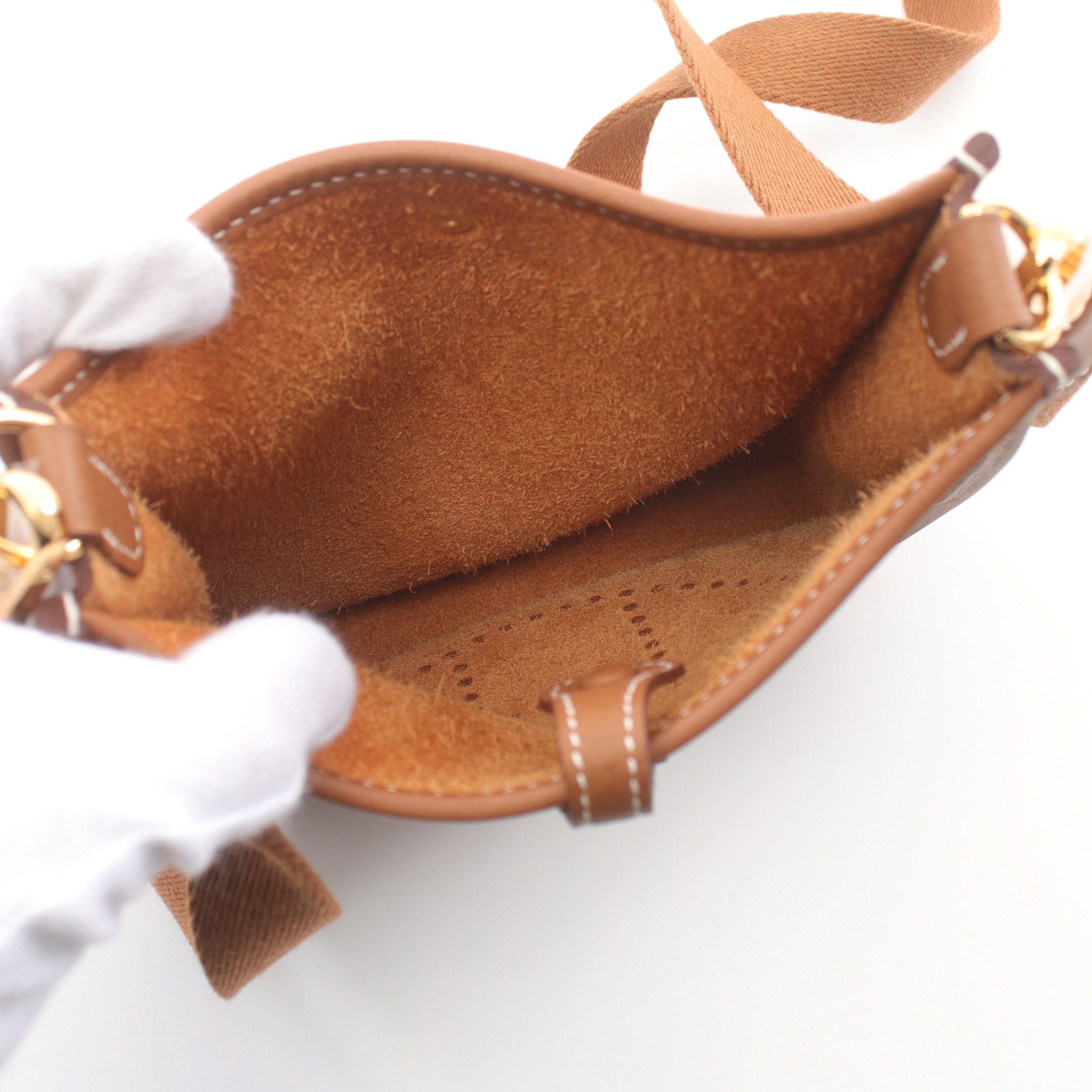 Hermes Hermes Evelyn Tpm Gold Shoulder Bag Clemence Leather Light Brown Hardware Double Engraved Size ONE SIZE - 3 Thumbnail