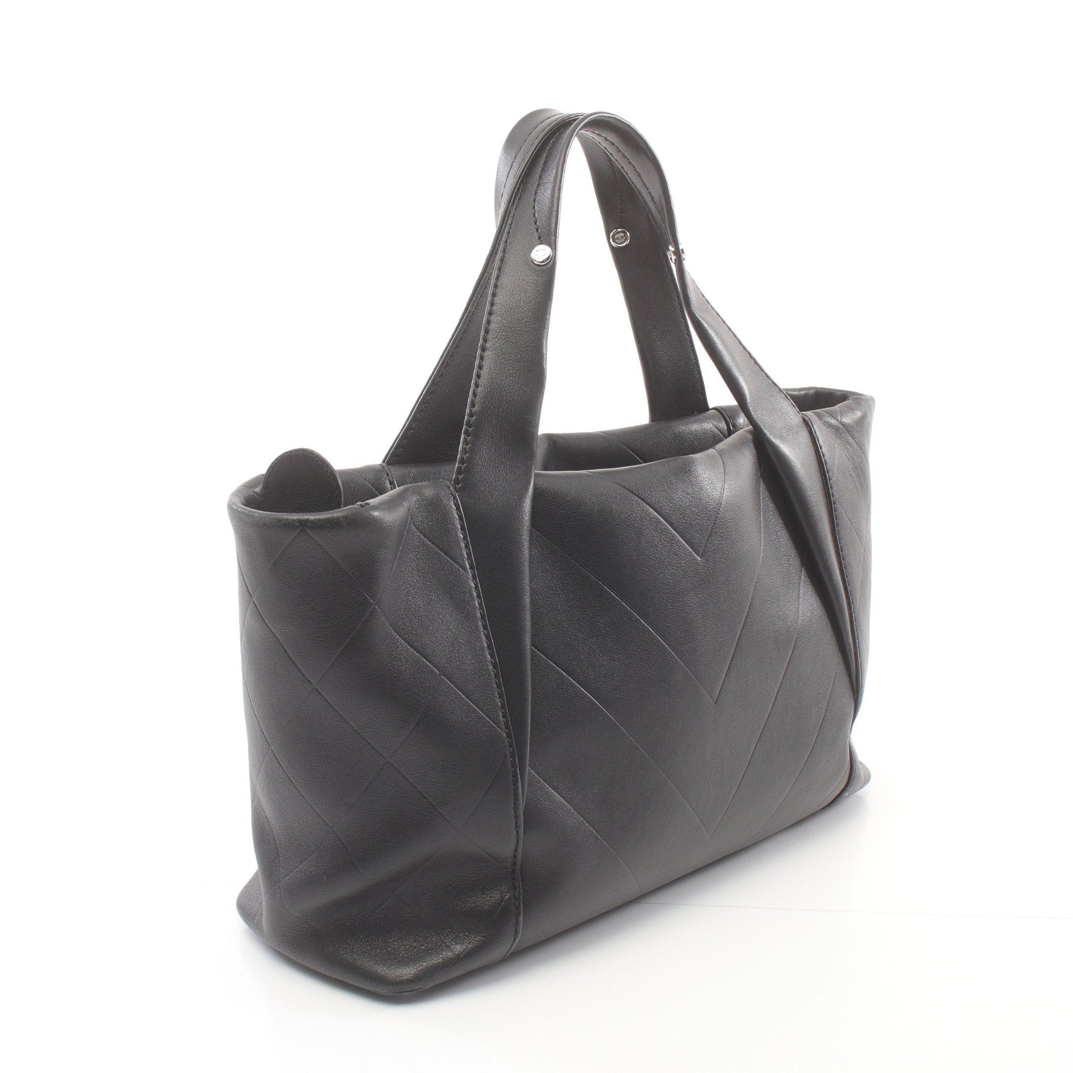 Chanel Chanel V-Stitch Handbag Leather Black Silver Hardware Size ONE SIZE - 2 Thumbnail