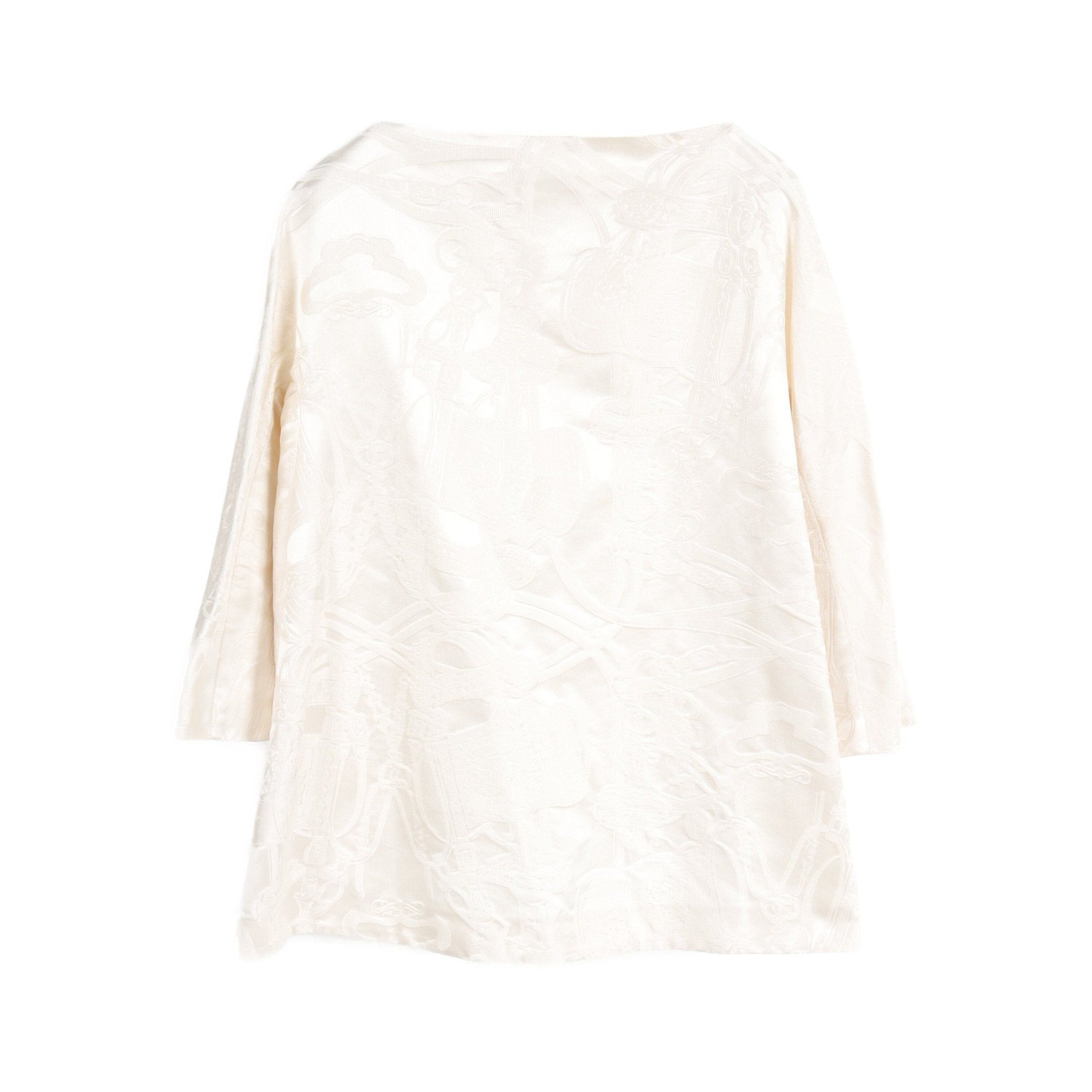 Hermes Hermes Blouse Boat Neck Silk Ivory Side Slit Size ONE SIZE - 2 Thumbnail