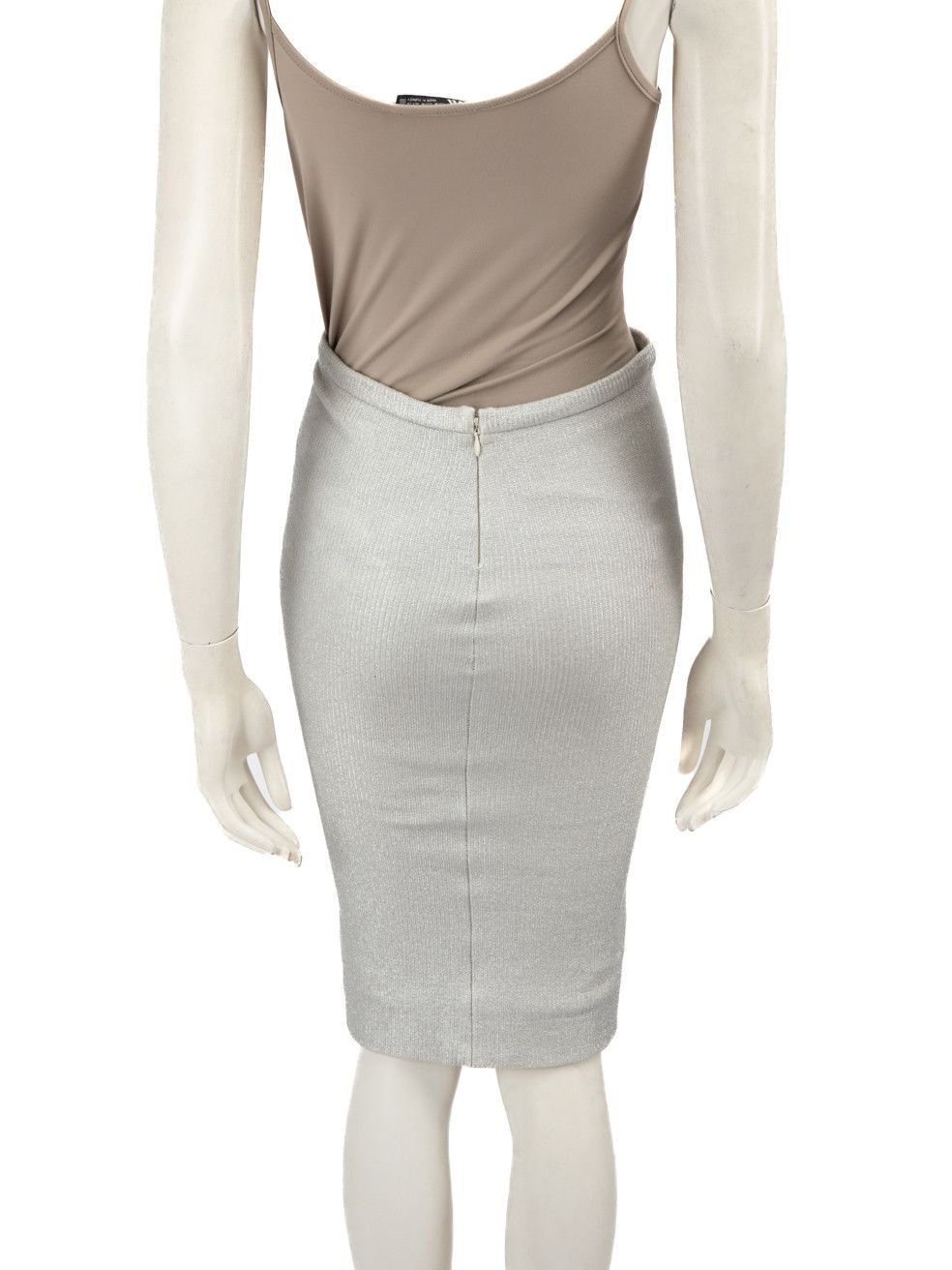 Diane von Furstenberg Silver Bodycon Knee Length Skirt Size 25" / US 0 / IT 36 - 3 Thumbnail