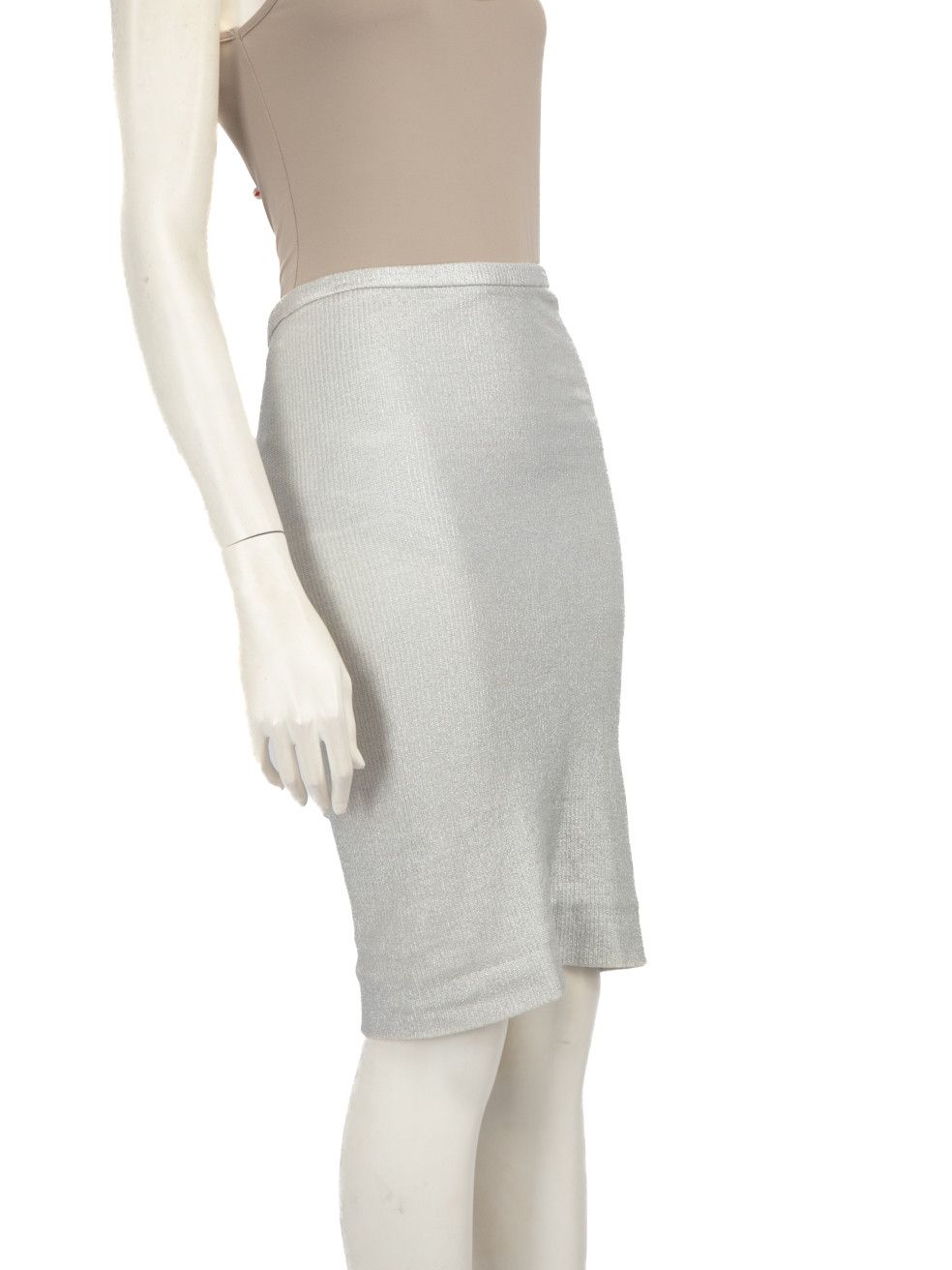 Diane von Furstenberg Silver Bodycon Knee Length Skirt Size 25" / US 0 / IT 36 - 2 Thumbnail