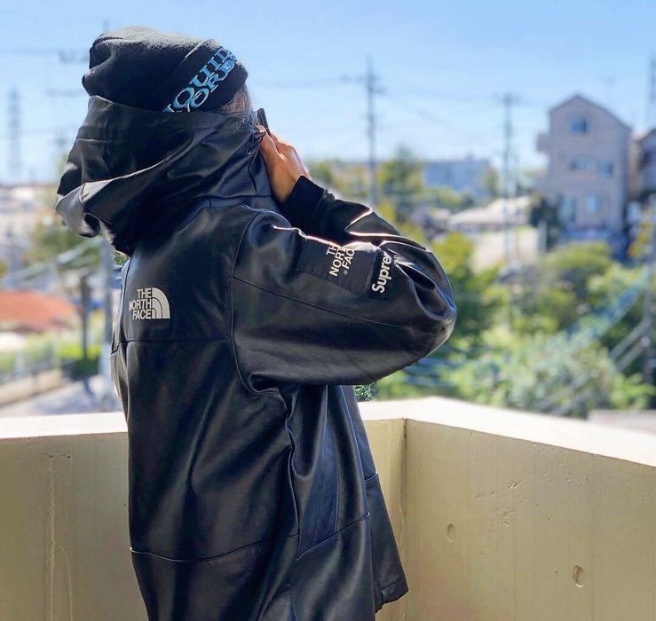 Supreme tnf hot sale leather parka