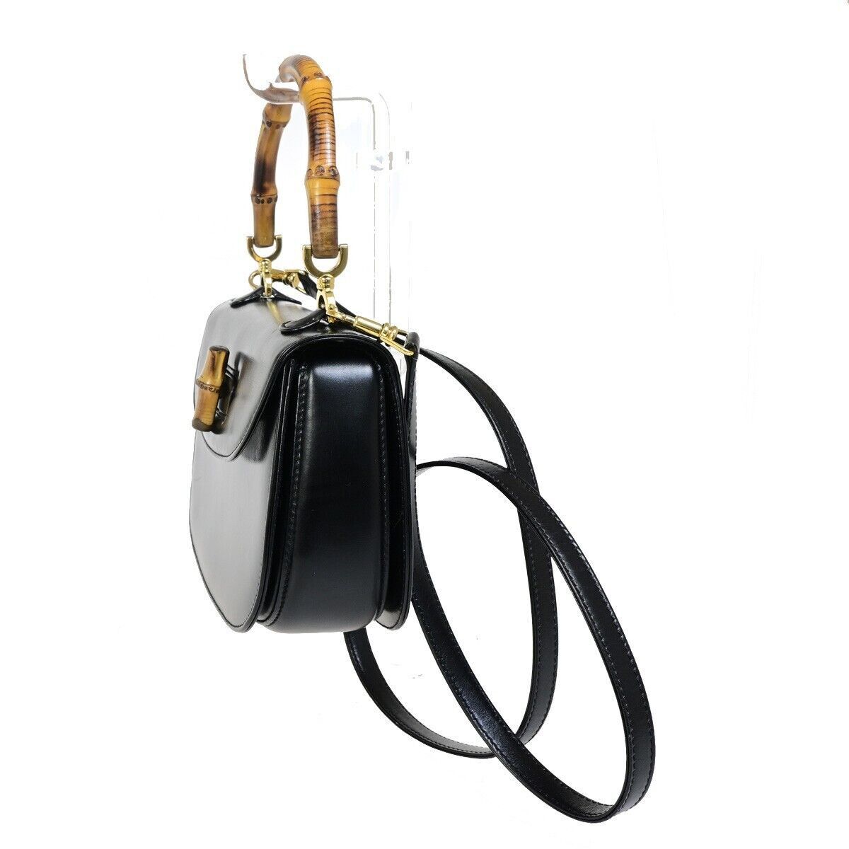 Gucci Bamboo Black Leather Handbag (Pre-Owned) Size ONE SIZE - 3 Thumbnail