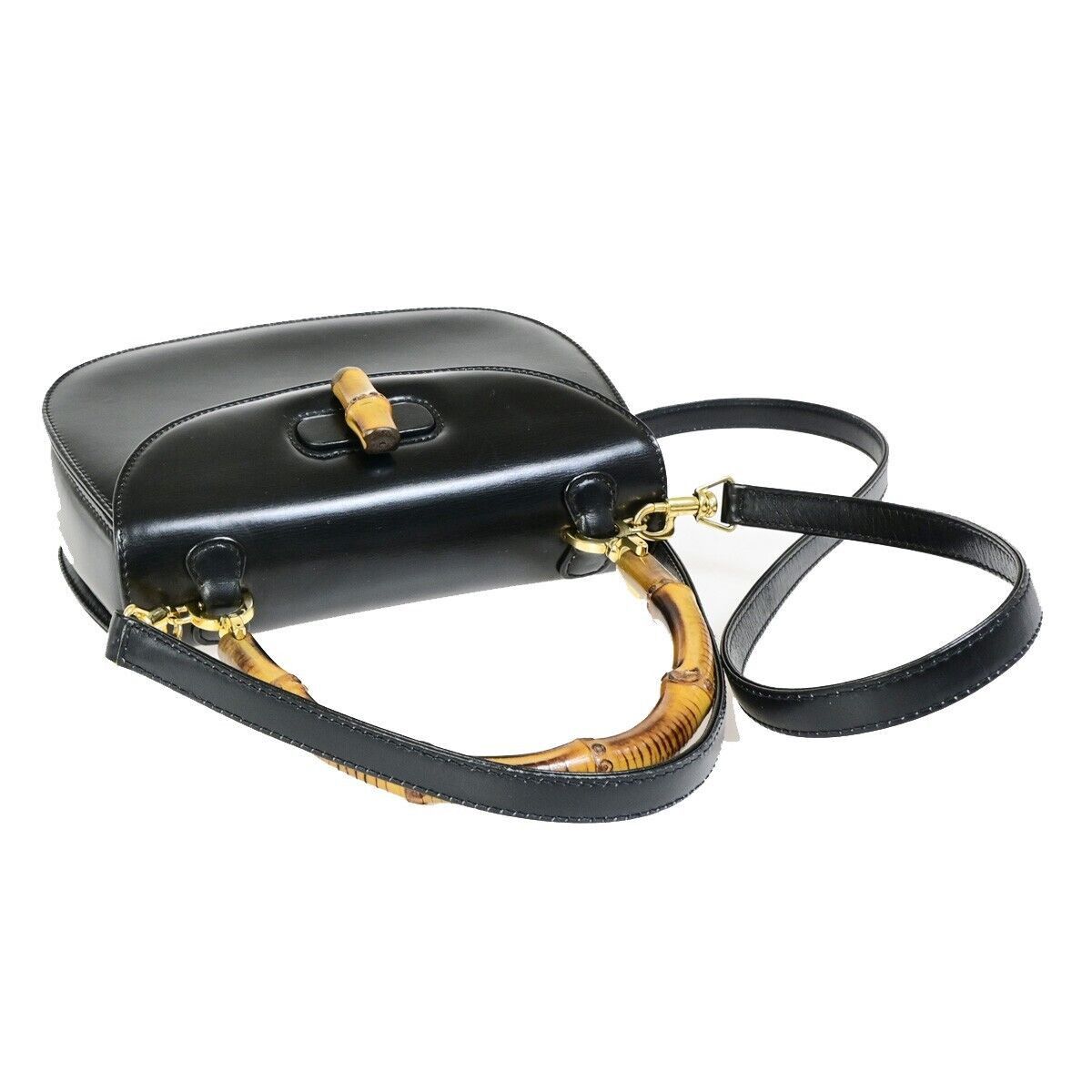 Gucci Bamboo Black Leather Handbag (Pre-Owned) Size ONE SIZE - 7 Thumbnail