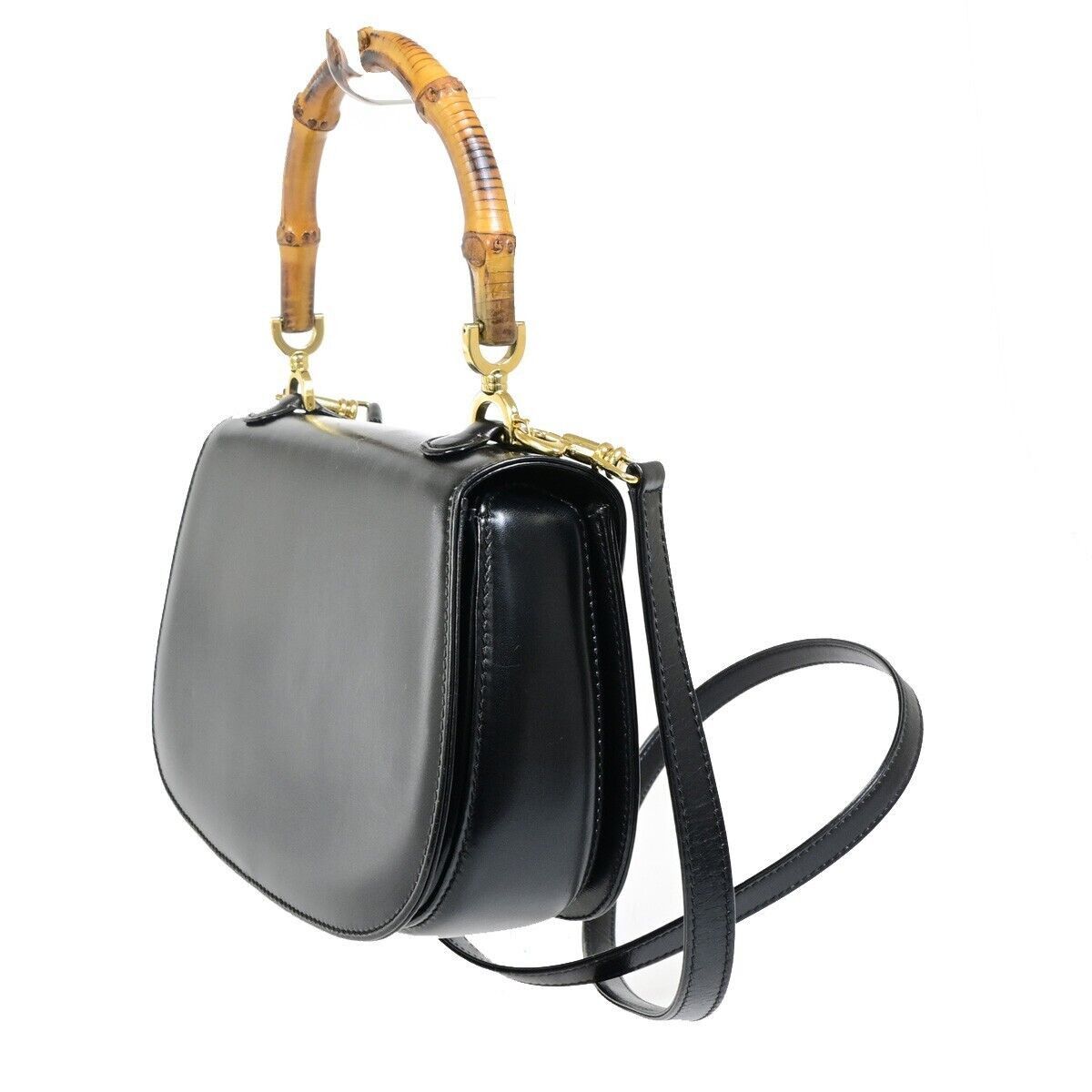 Gucci Bamboo Black Leather Handbag (Pre-Owned) Size ONE SIZE - 4 Thumbnail