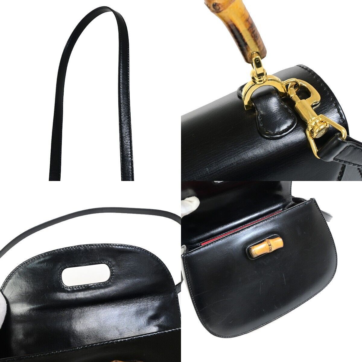 Gucci Bamboo Black Leather Handbag (Pre-Owned) Size ONE SIZE - 10 Thumbnail