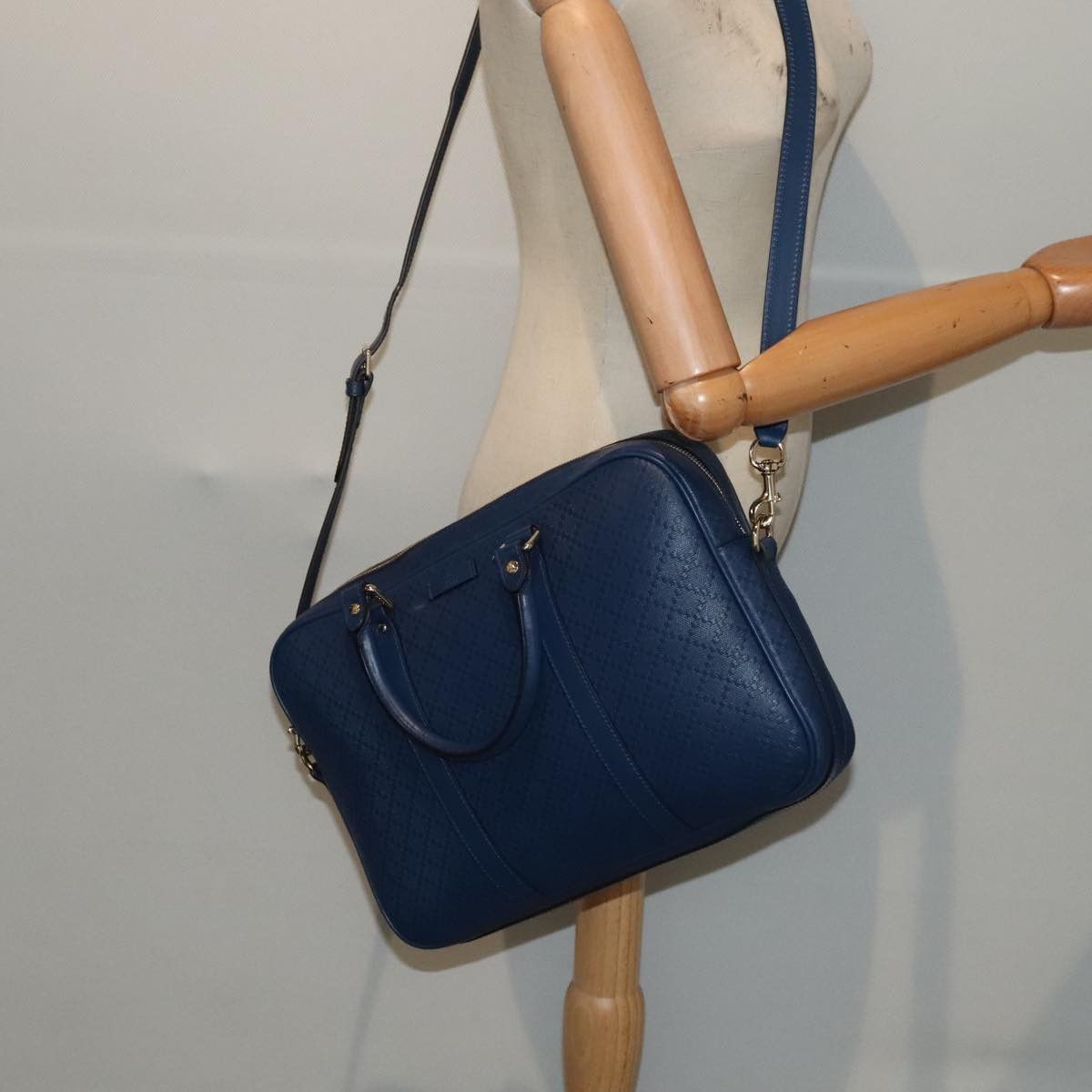 Gucci Diamante Navy Leather Briefcase Bag (Pre-Owned) Size ONE SIZE - 12 Thumbnail