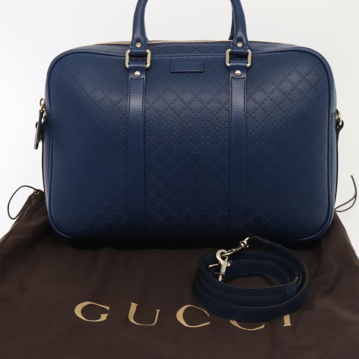 Gucci Diamante Navy Leather Briefcase Bag (Pre-Owned) Size ONE SIZE - 11 Thumbnail