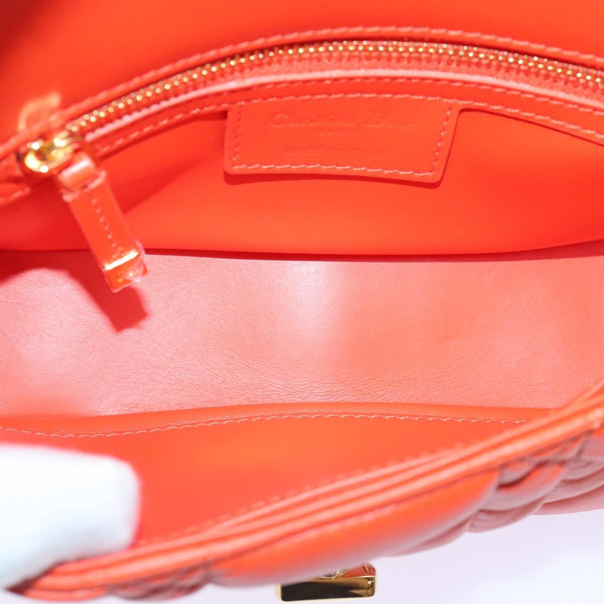 Dior Caro Orange Leather Shoulder Bag (Pre-Owned) Size ONE SIZE - 7 Thumbnail