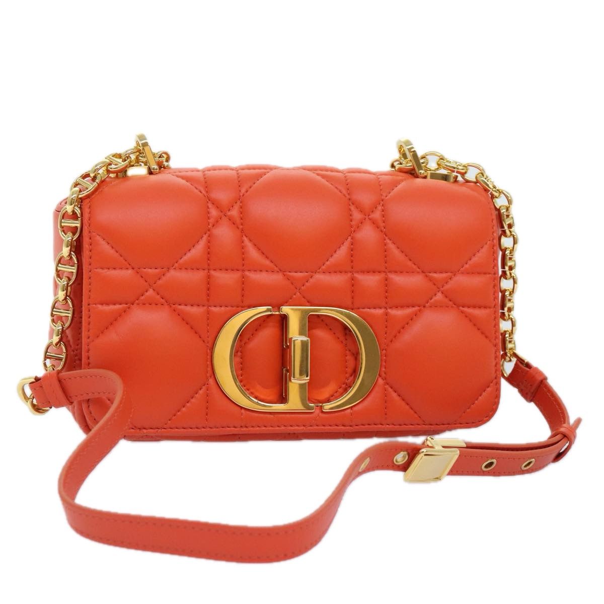 Dior Caro Orange Leather Shoulder Bag (Pre-Owned) Size ONE SIZE - 12 Thumbnail