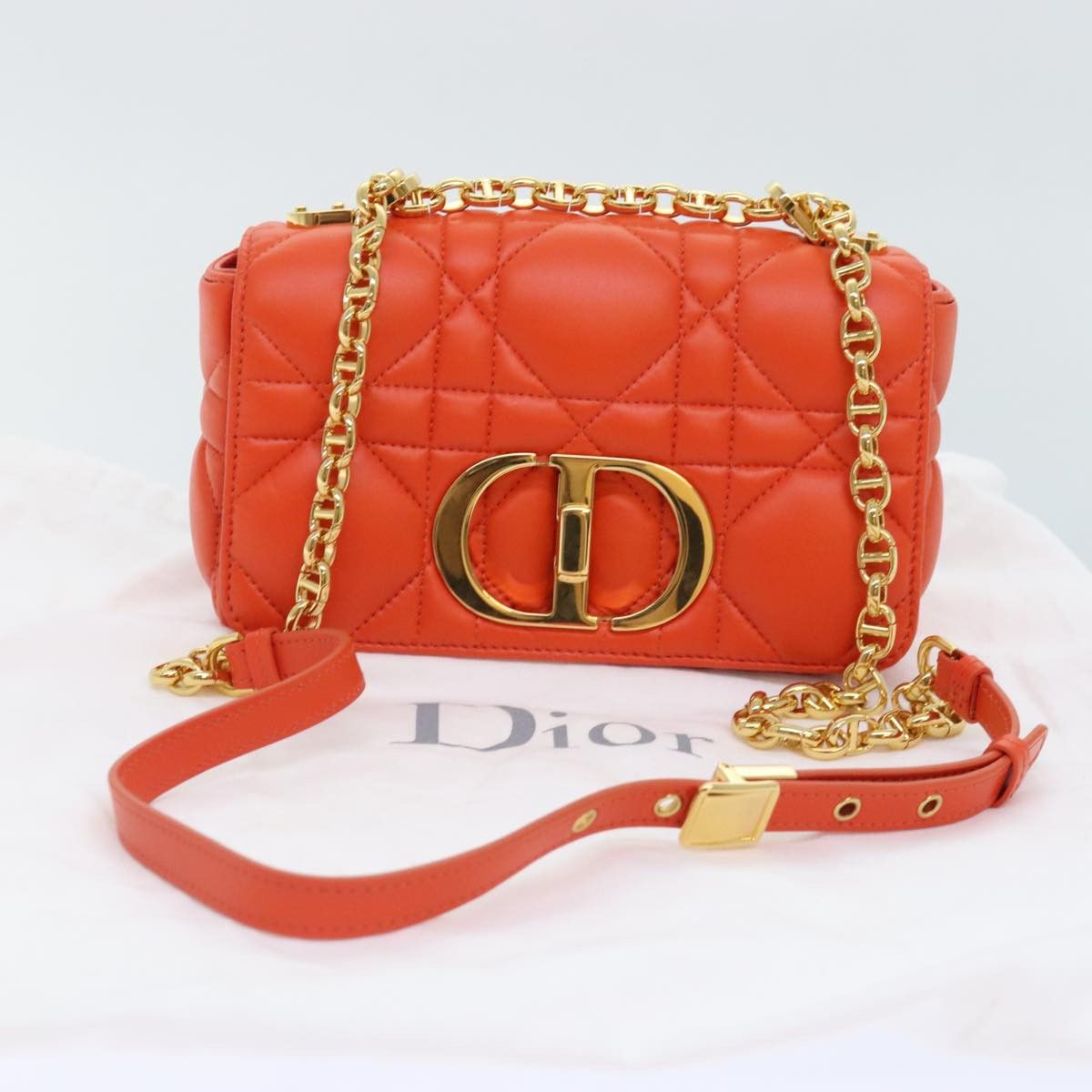 Dior Caro Orange Leather Shoulder Bag (Pre-Owned) Size ONE SIZE - 10 Thumbnail