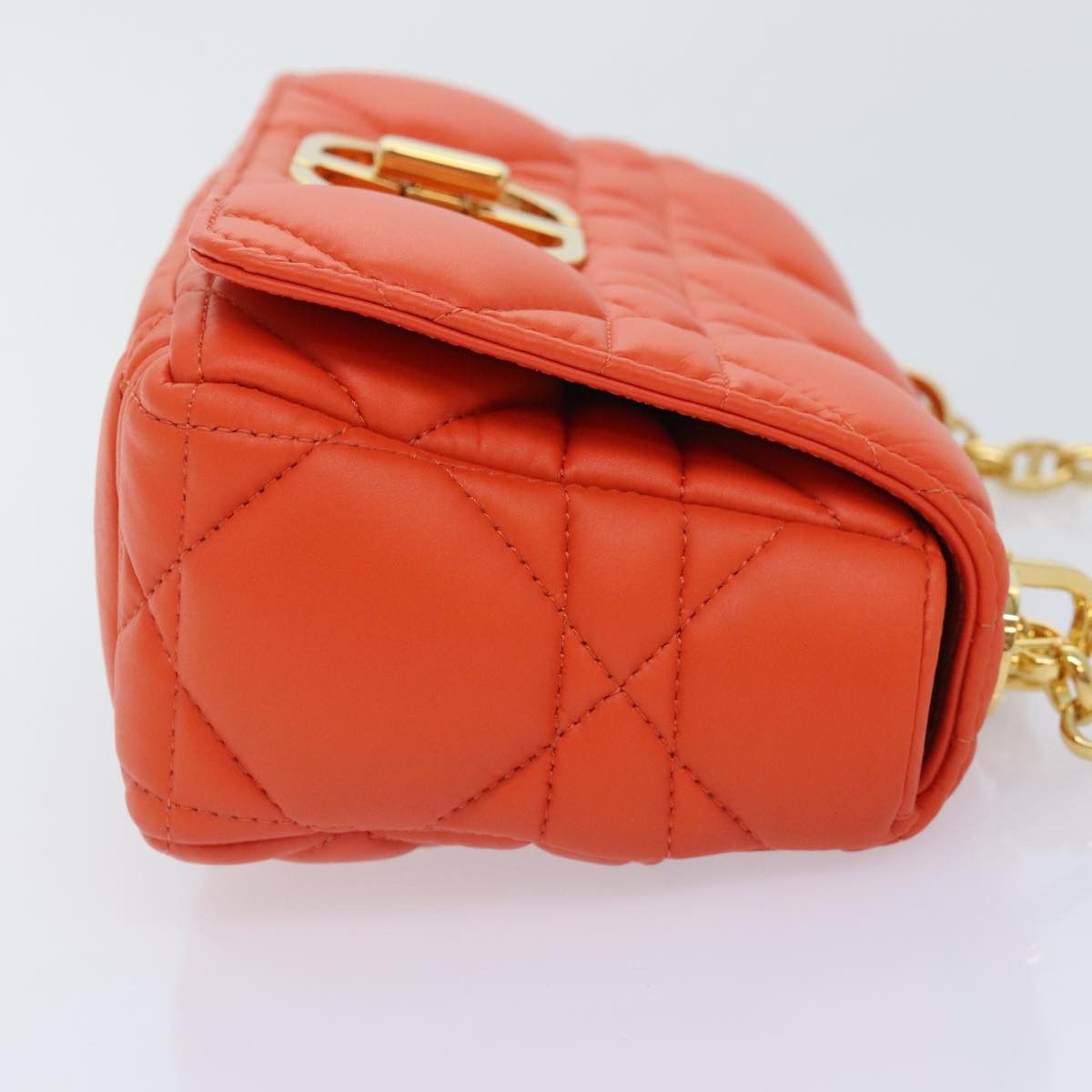 Dior Caro Orange Leather Shoulder Bag (Pre-Owned) Size ONE SIZE - 3 Thumbnail