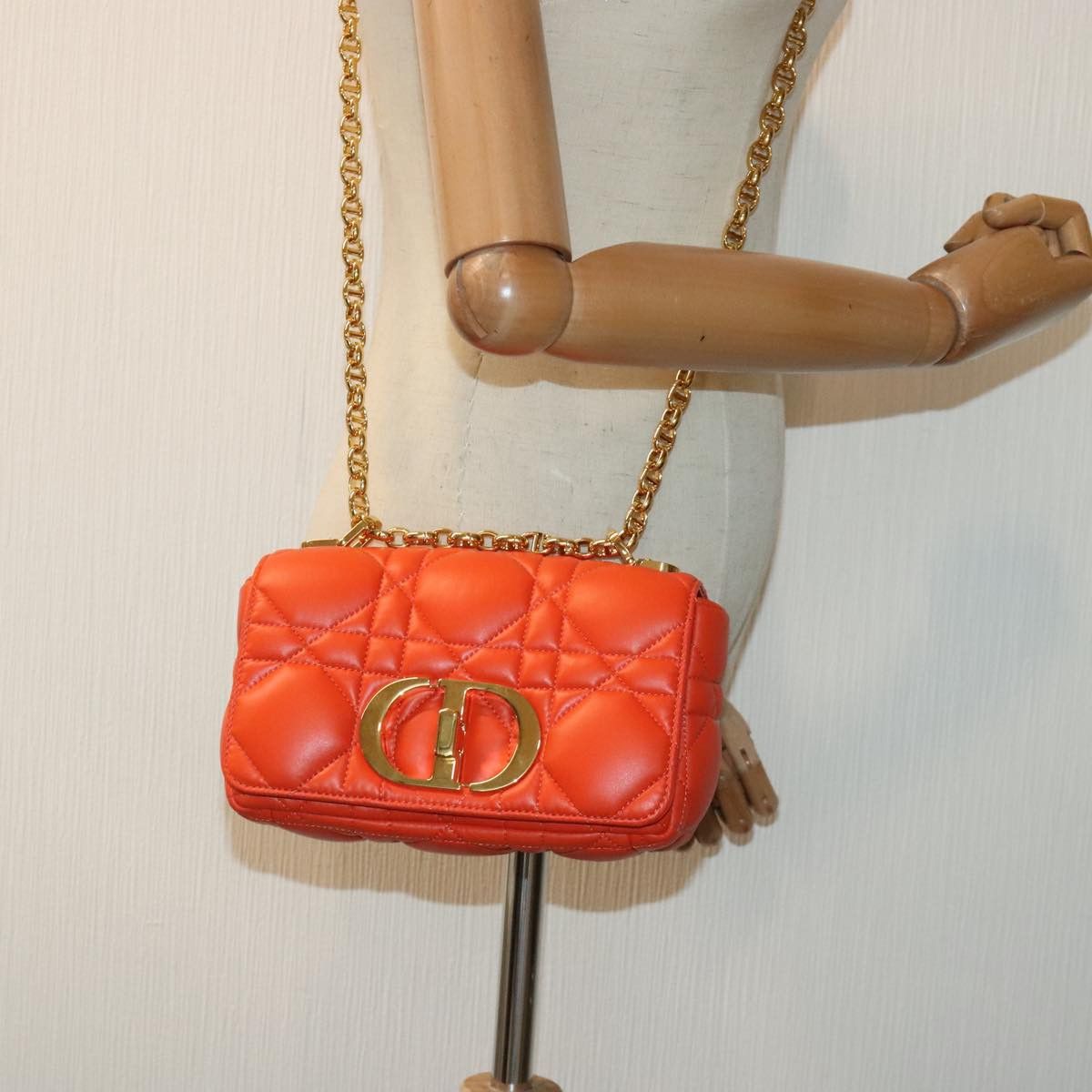 Dior Caro Orange Leather Shoulder Bag (Pre-Owned) Size ONE SIZE - 11 Thumbnail