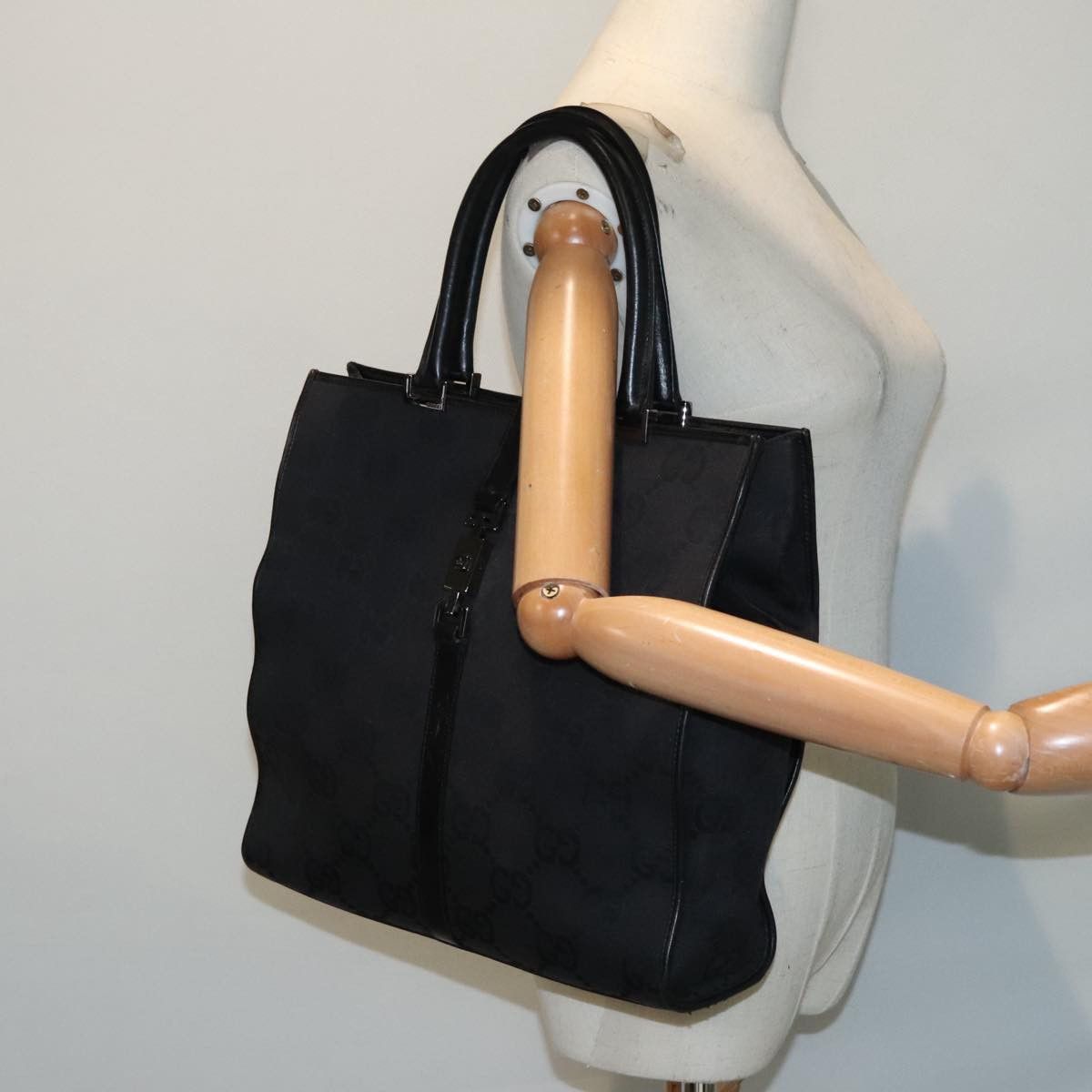 Gucci Jackie Black Canvas Handbag (Pre-Owned) Size ONE SIZE - 11 Thumbnail