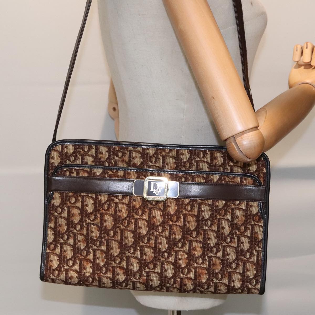 Dior Trotter Brown Canvas Shoulder Bag (Pre-Owned) Size ONE SIZE - 11 Thumbnail