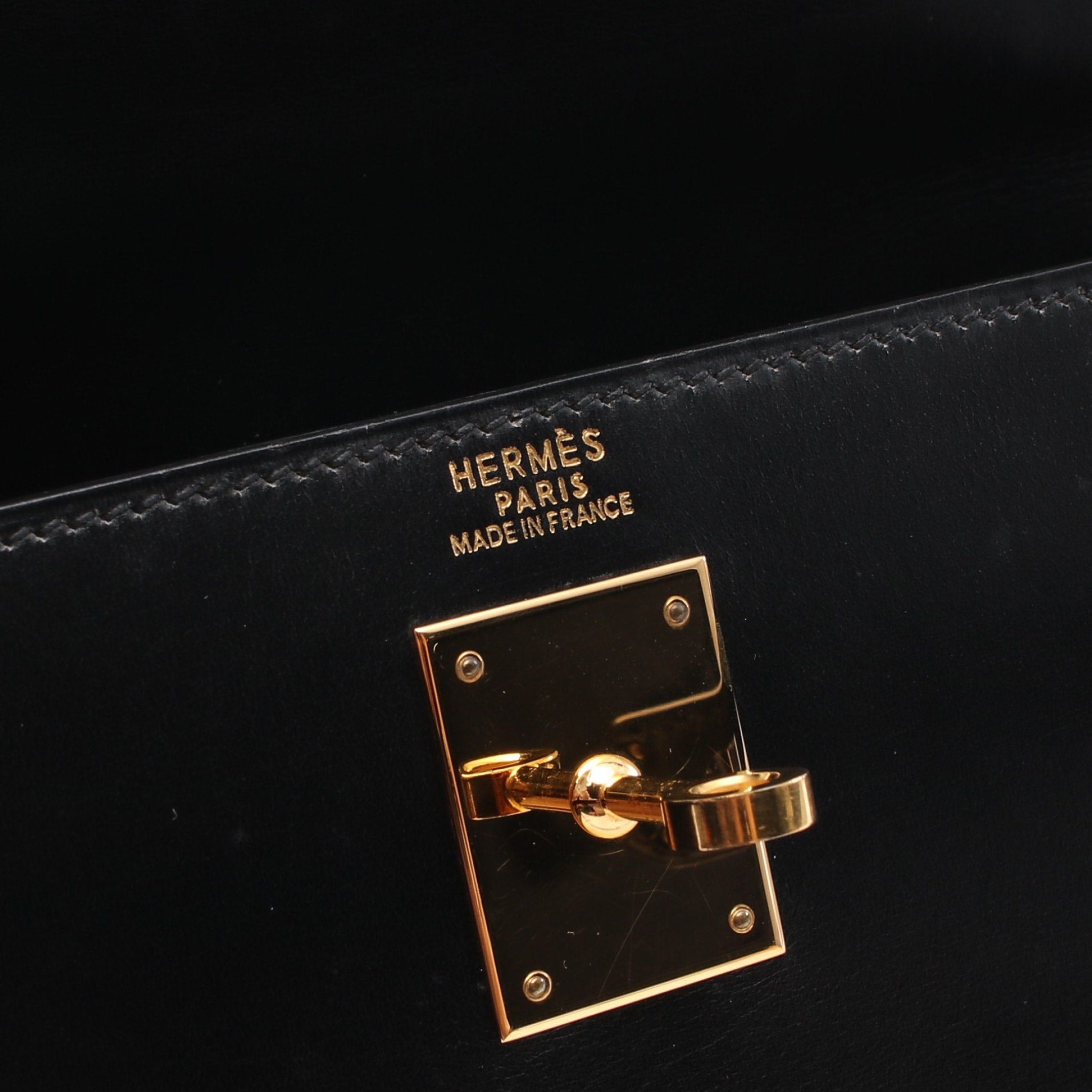 Hermes Hermes Kelly32 Handbag Box Calf Black Gold Hardware □B Stamp (Manufactured Around 1998) Size ONE SIZE - 4 Thumbnail