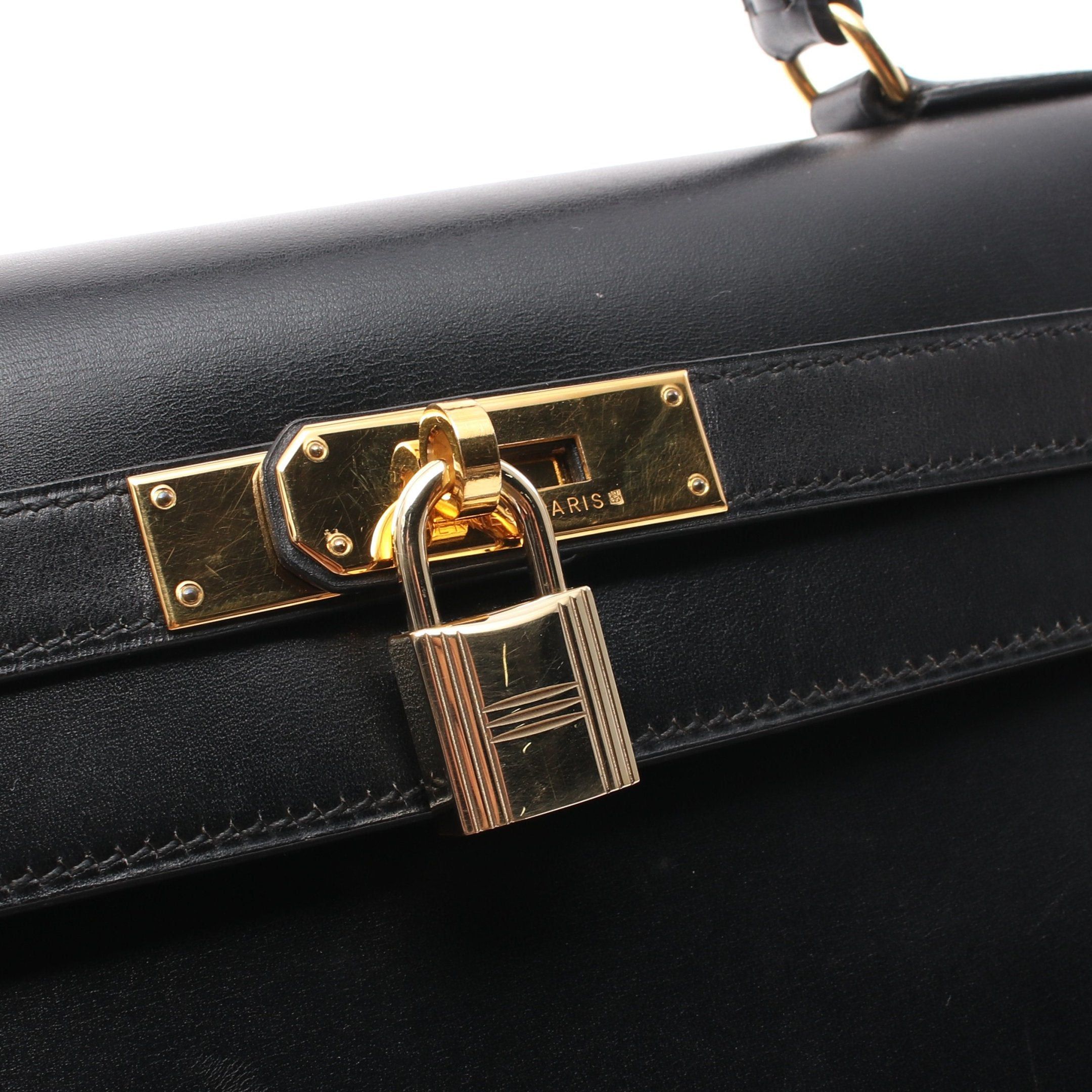 Hermes Hermes Kelly32 Handbag Box Calf Black Gold Hardware □B Stamp (Manufactured Around 1998) Size ONE SIZE - 10 Thumbnail