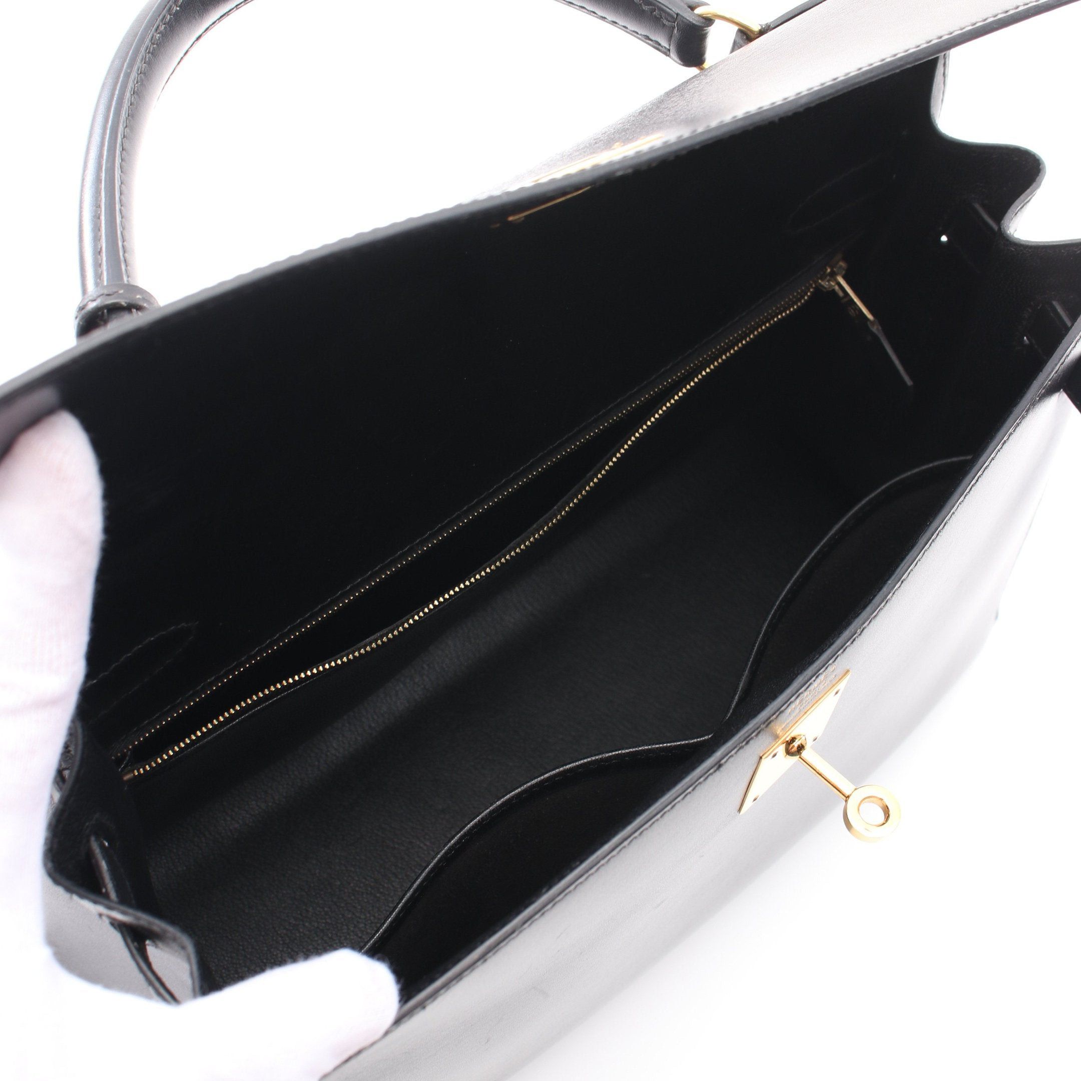 Hermes Hermes Kelly32 Handbag Box Calf Black Gold Hardware □B Stamp (Manufactured Around 1998) Size ONE SIZE - 3 Thumbnail