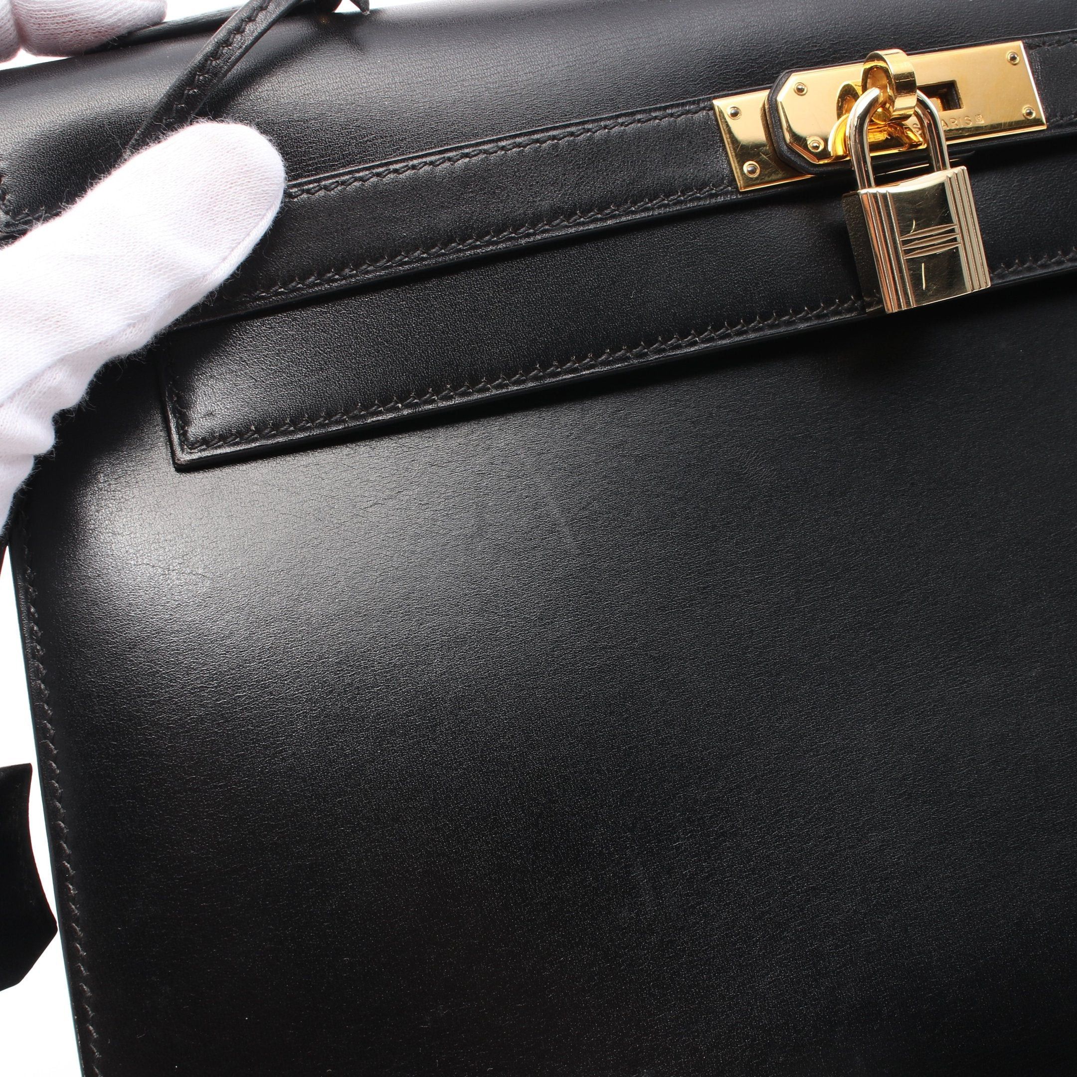 Hermes Hermes Kelly32 Handbag Box Calf Black Gold Hardware □B Stamp (Manufactured Around 1998) Size ONE SIZE - 13 Thumbnail