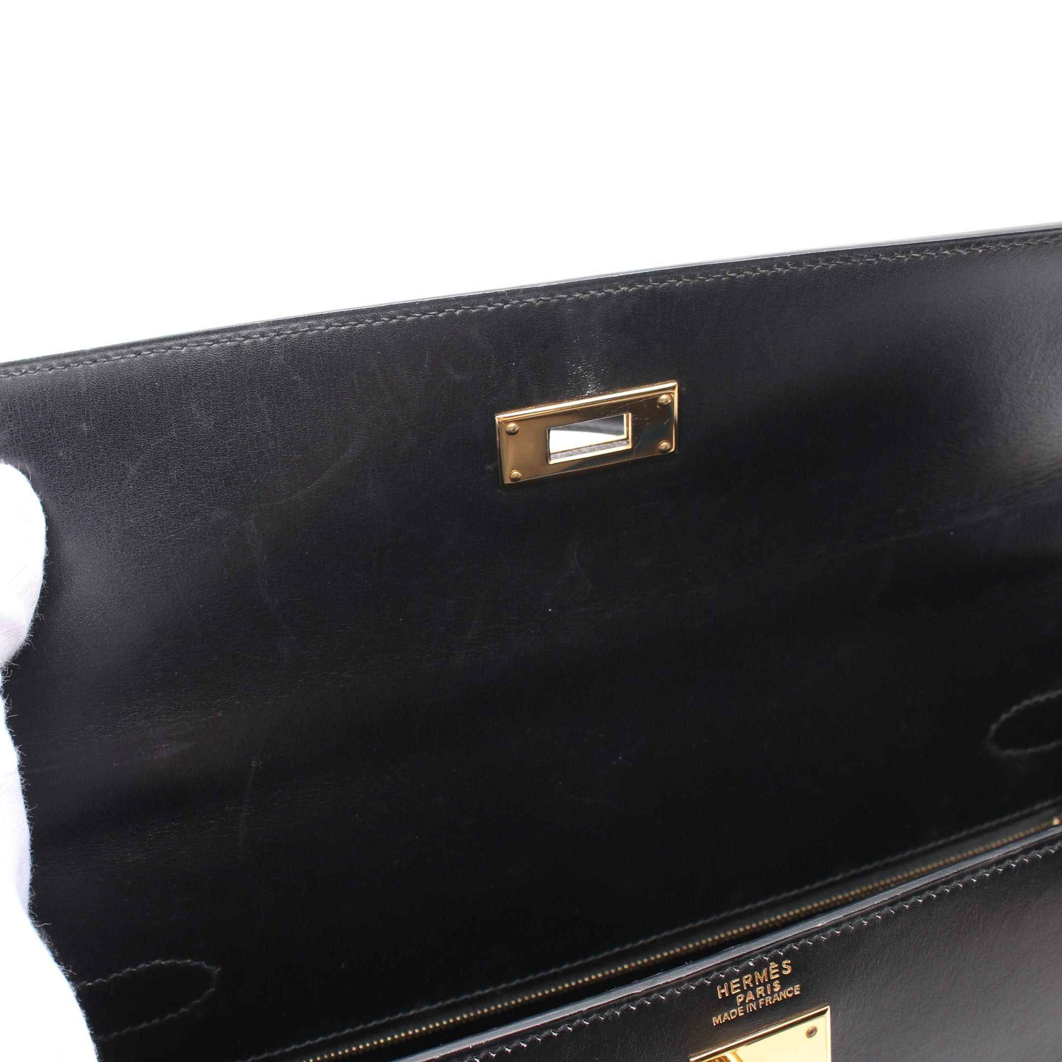 Hermes Hermes Kelly32 Handbag Box Calf Black Gold Hardware □B Stamp (Manufactured Around 1998) Size ONE SIZE - 9 Thumbnail