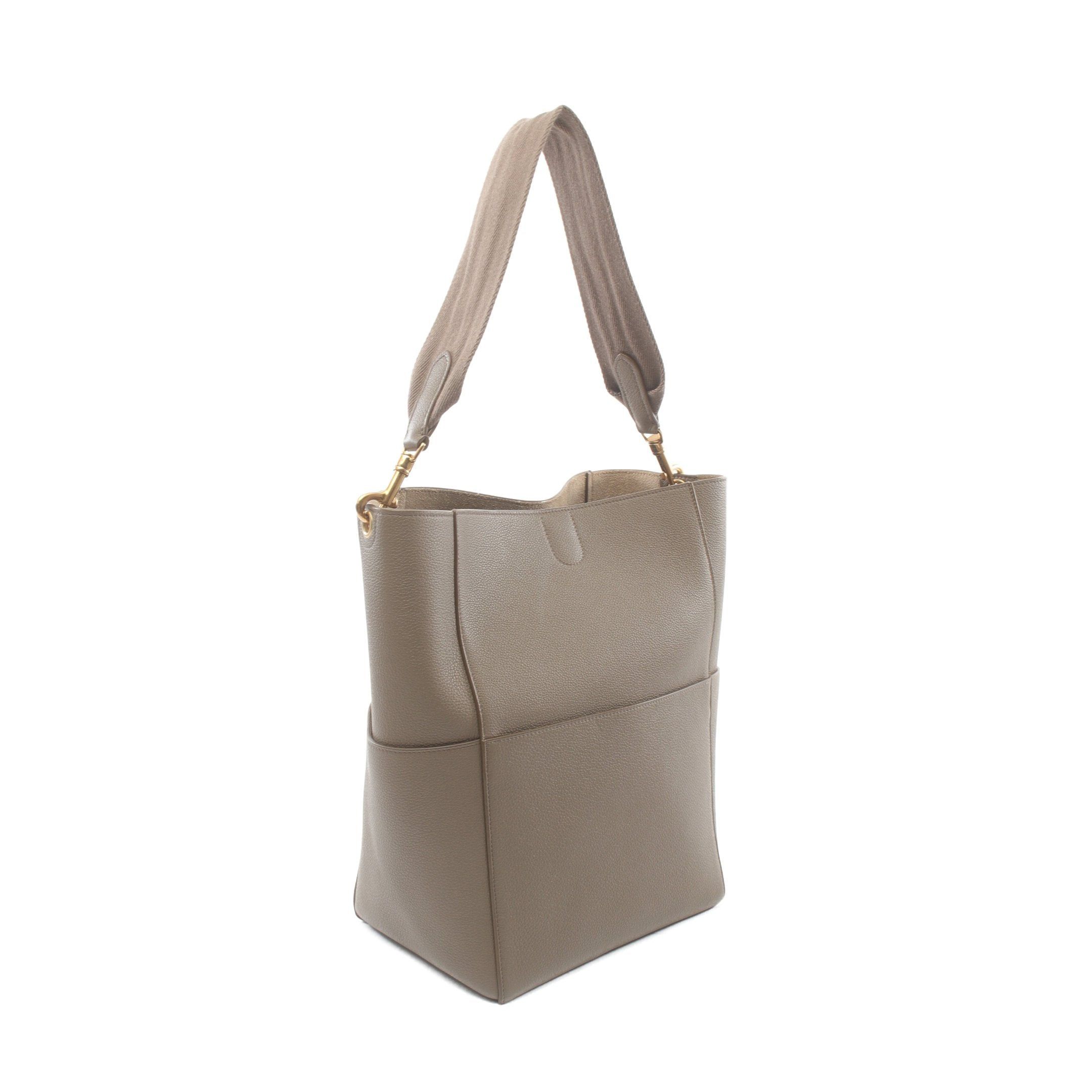 Celine Celine Sangle Bucket Shoulder Bag Leather Gray Beige Size ONE SIZE - 2 Thumbnail