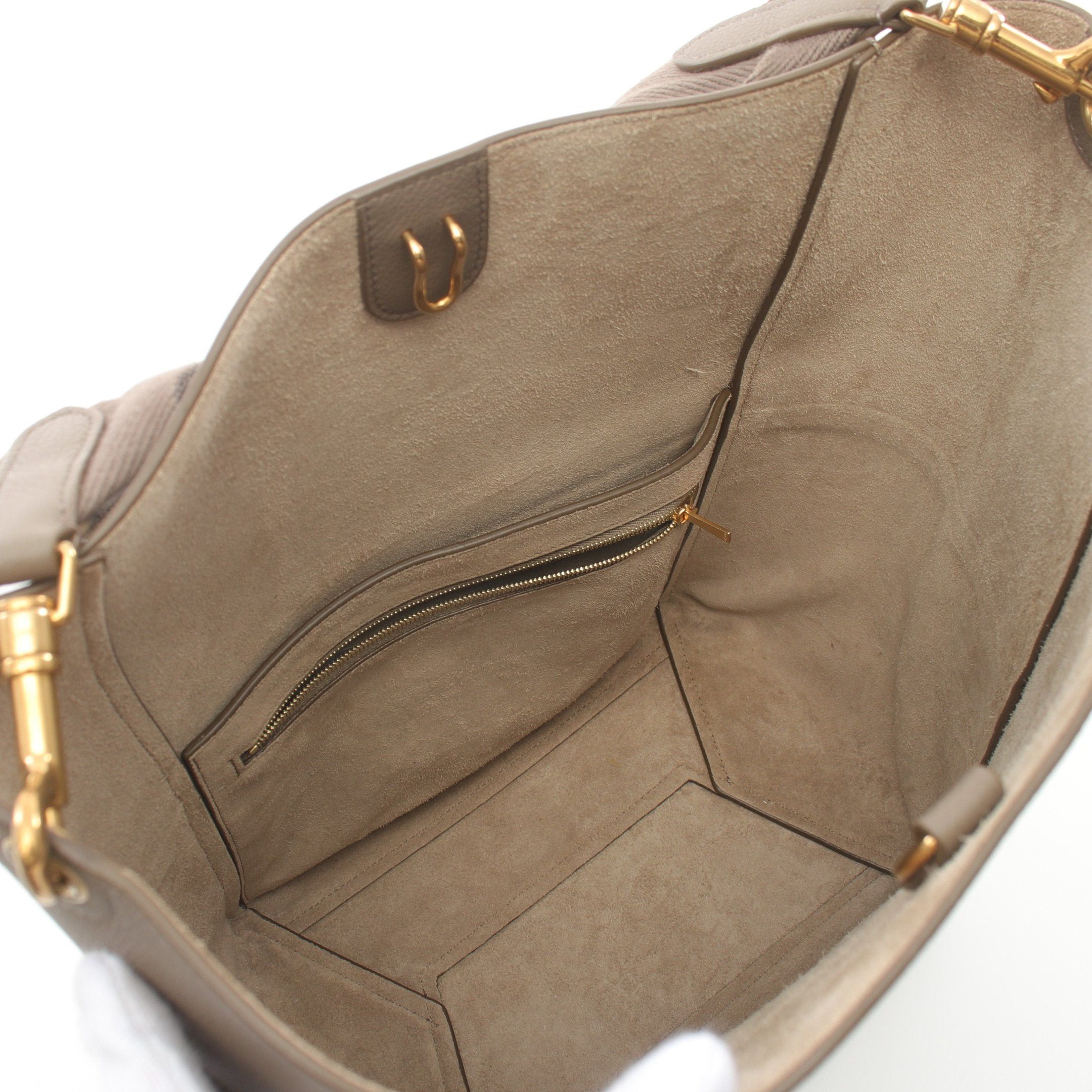 Celine Celine Sangle Bucket Shoulder Bag Leather Gray Beige Size ONE SIZE - 3 Thumbnail