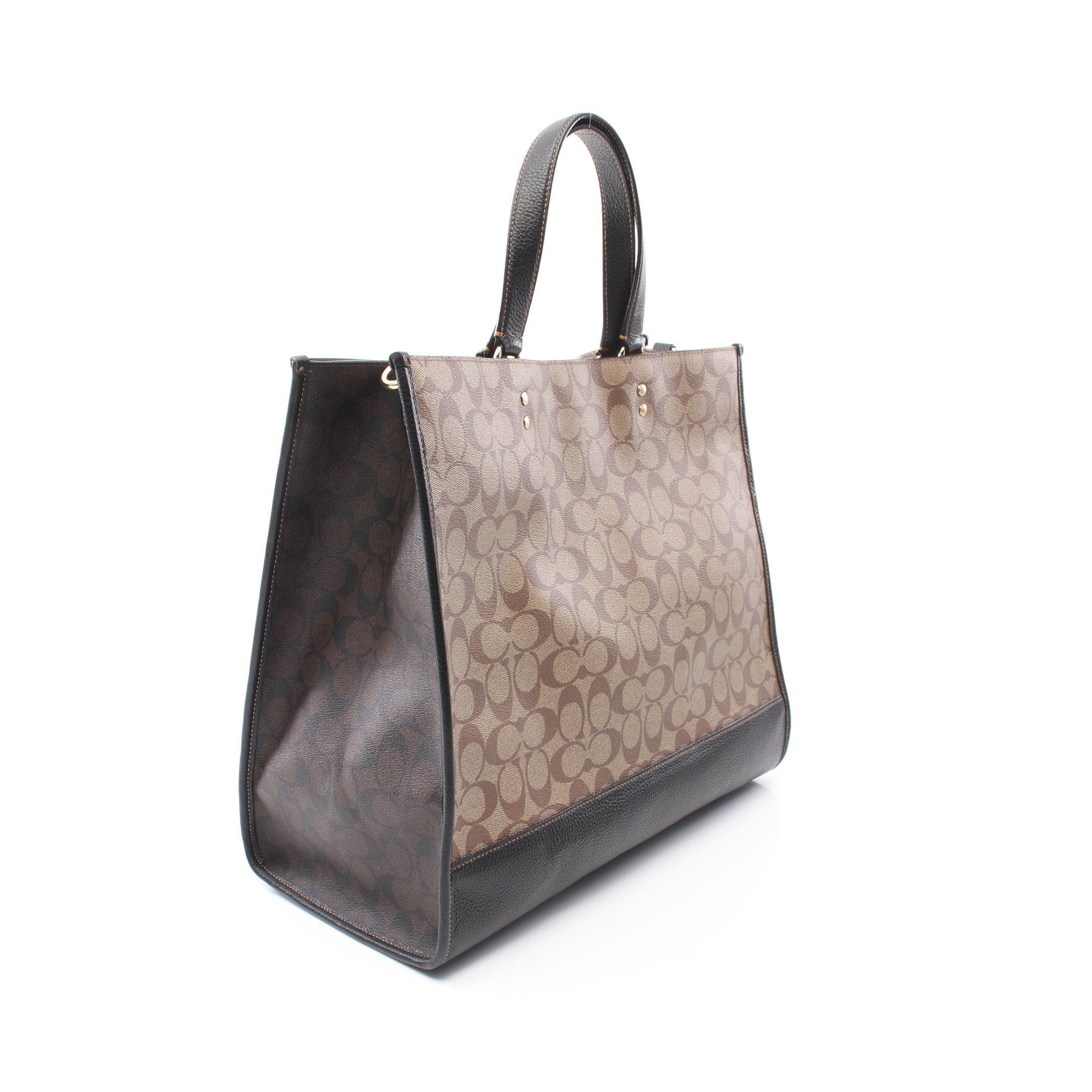 Coach Coach Dempsey Tote 40 Blocked Signature Handbag Bag Leather Brown Black Size ONE SIZE - 2 Thumbnail