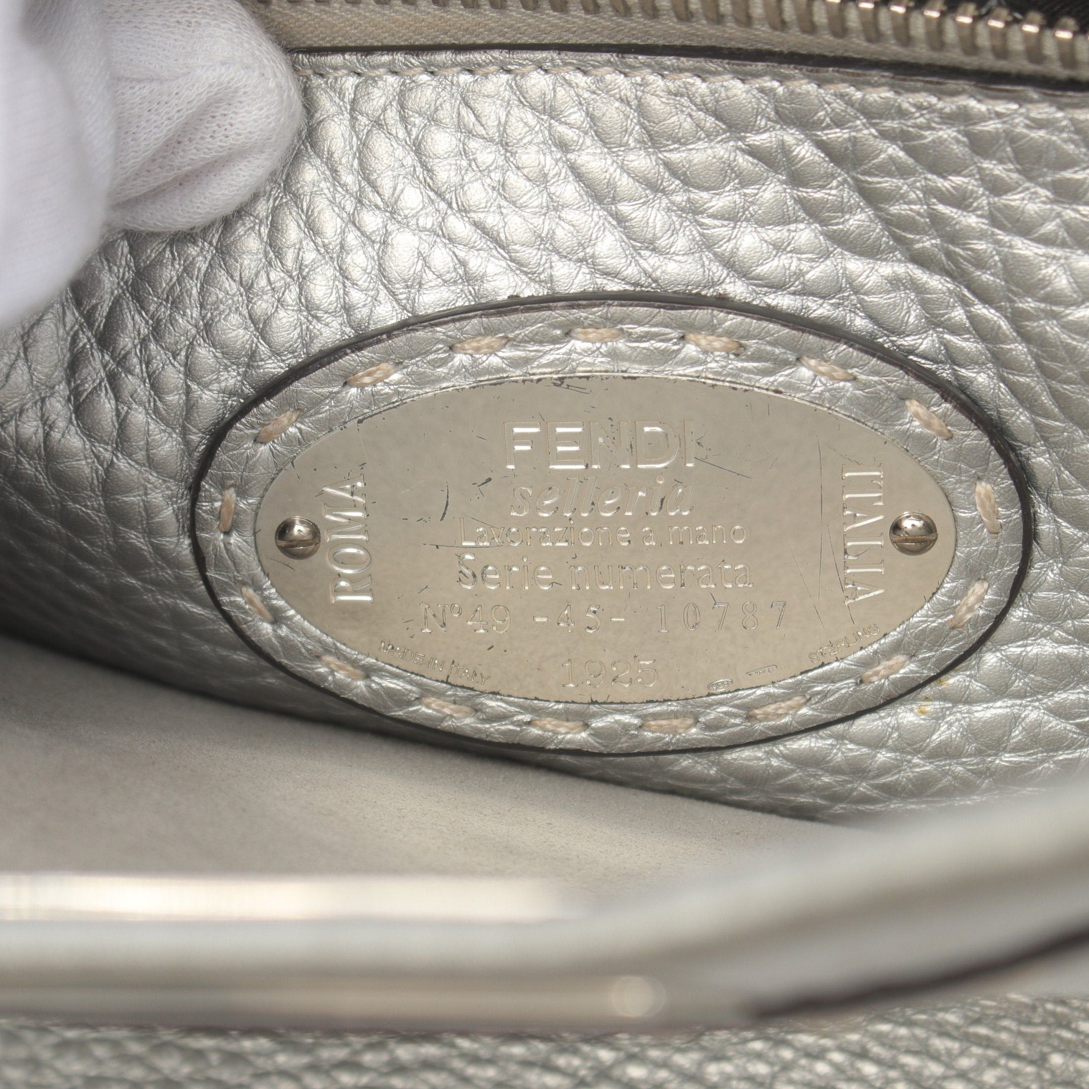 Fendi Fendi Peekaboo Regular Selleria Handbag Leather Silver Size ONE SIZE - 4 Thumbnail
