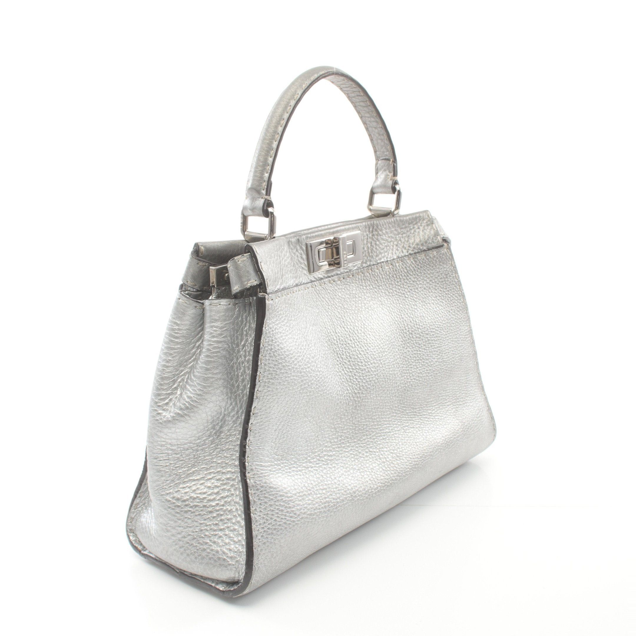 Fendi Fendi Peekaboo Regular Selleria Handbag Leather Silver Size ONE SIZE - 2 Thumbnail