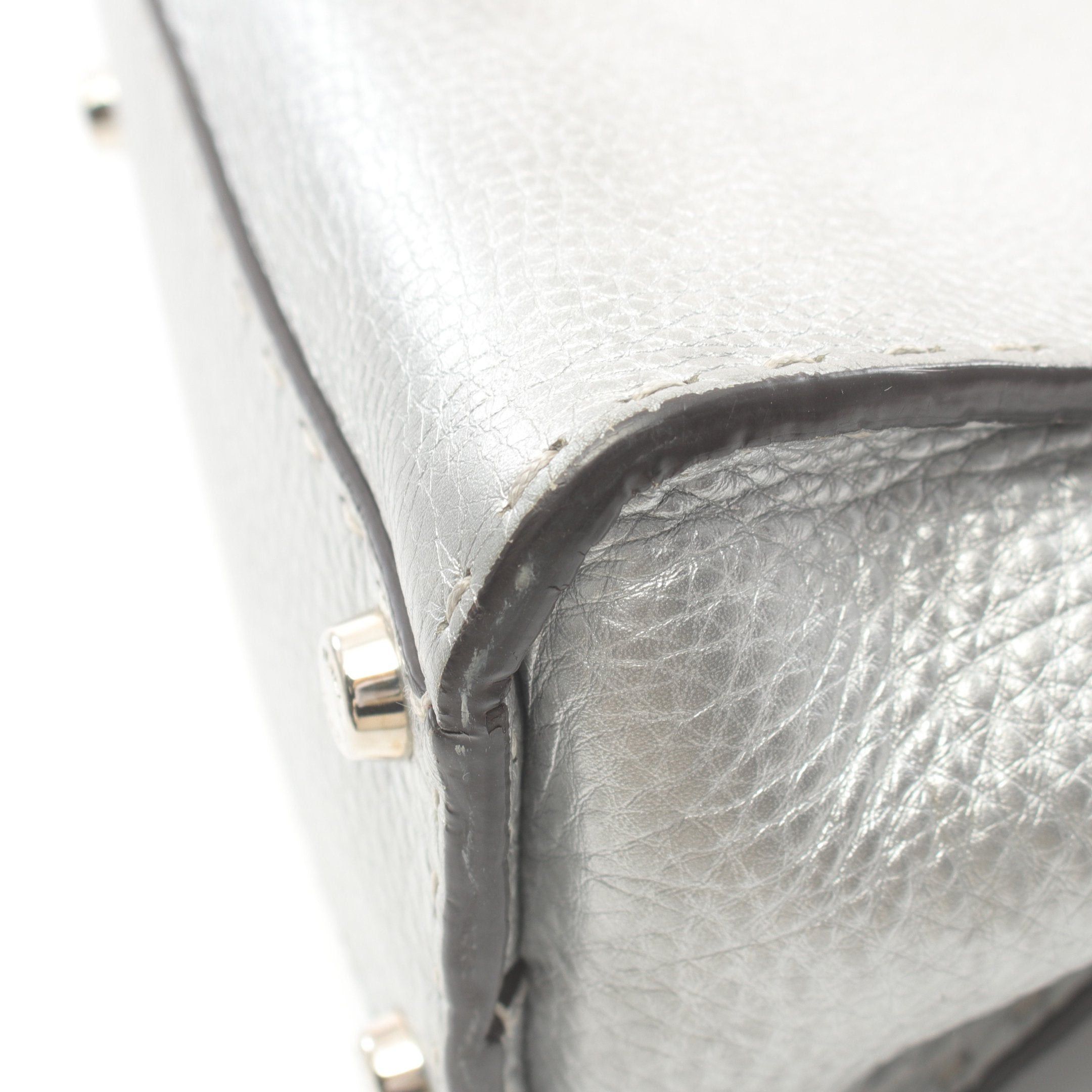 Fendi Fendi Peekaboo Regular Selleria Handbag Leather Silver Size ONE SIZE - 7 Thumbnail