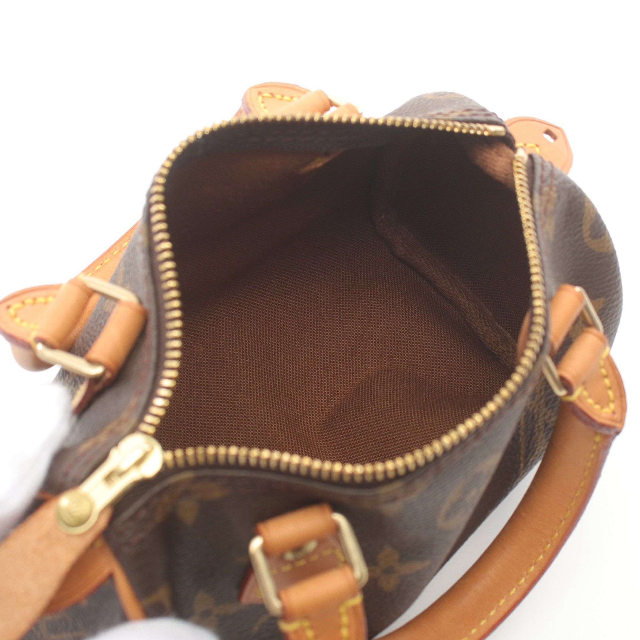 Louis Vuitton Louis Vuitton Mini Speedy Monogram Handbag Leather Brown Size ONE SIZE - 3 Thumbnail