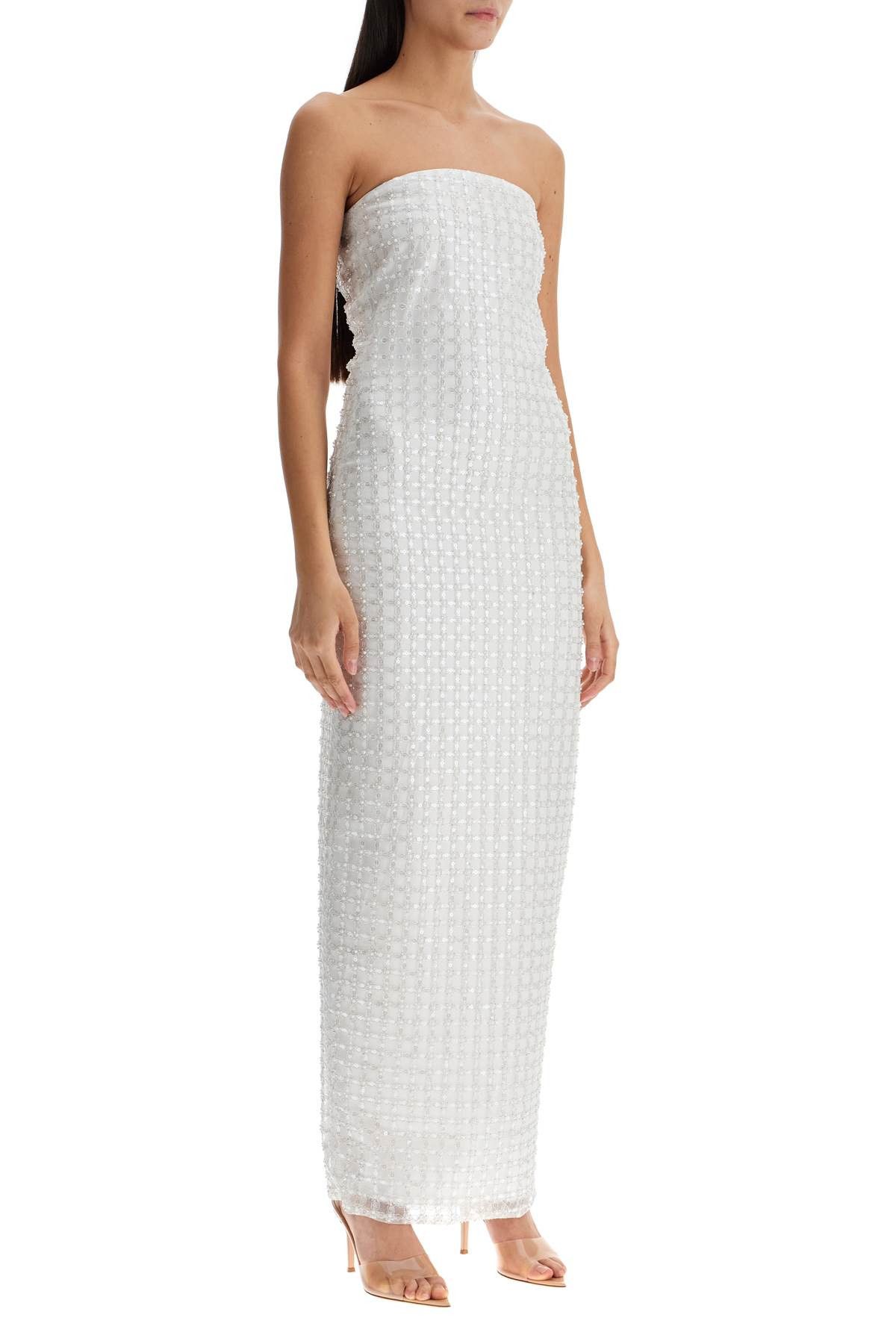 ROTATE ROTATE Long White Cotton Bodycon Dress With Beads Strapless Size XS / US 0-2 / IT 36-38 - 2 Thumbnail