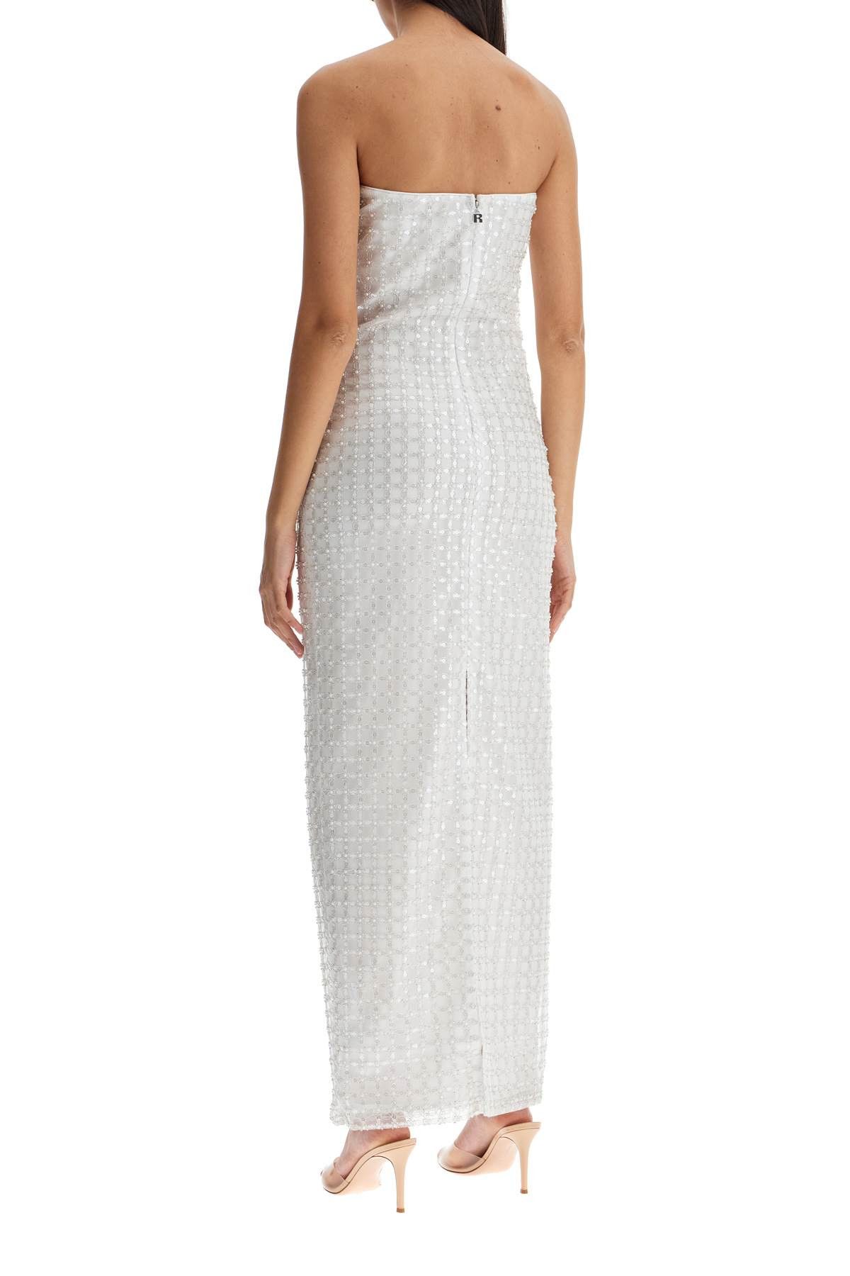 ROTATE ROTATE Long White Cotton Bodycon Dress With Beads Strapless Size XS / US 0-2 / IT 36-38 - 3 Thumbnail