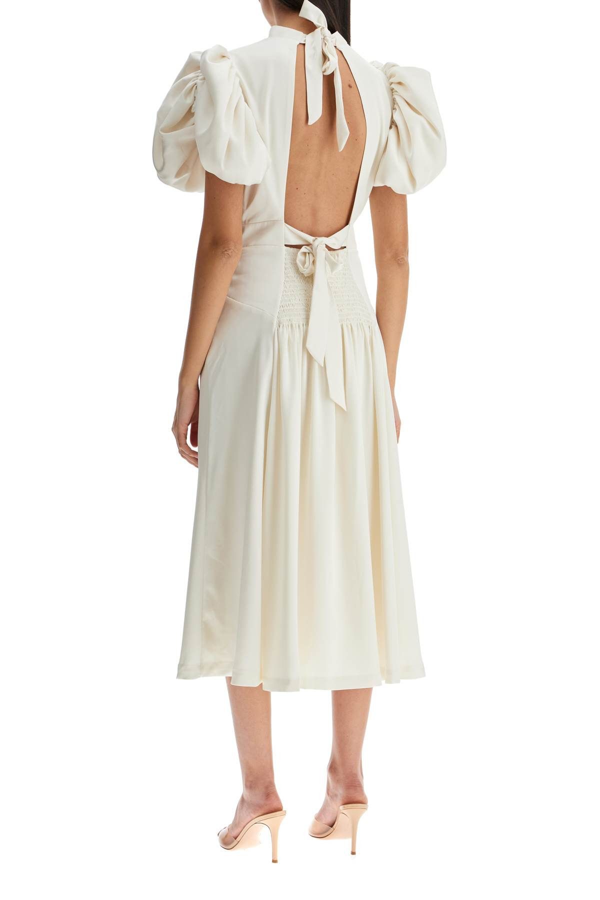 ROTATE ROTATE Midi Satin Dress With Puff Sleeves Size XS / US 0-2 / IT 36-38 - 3 Thumbnail