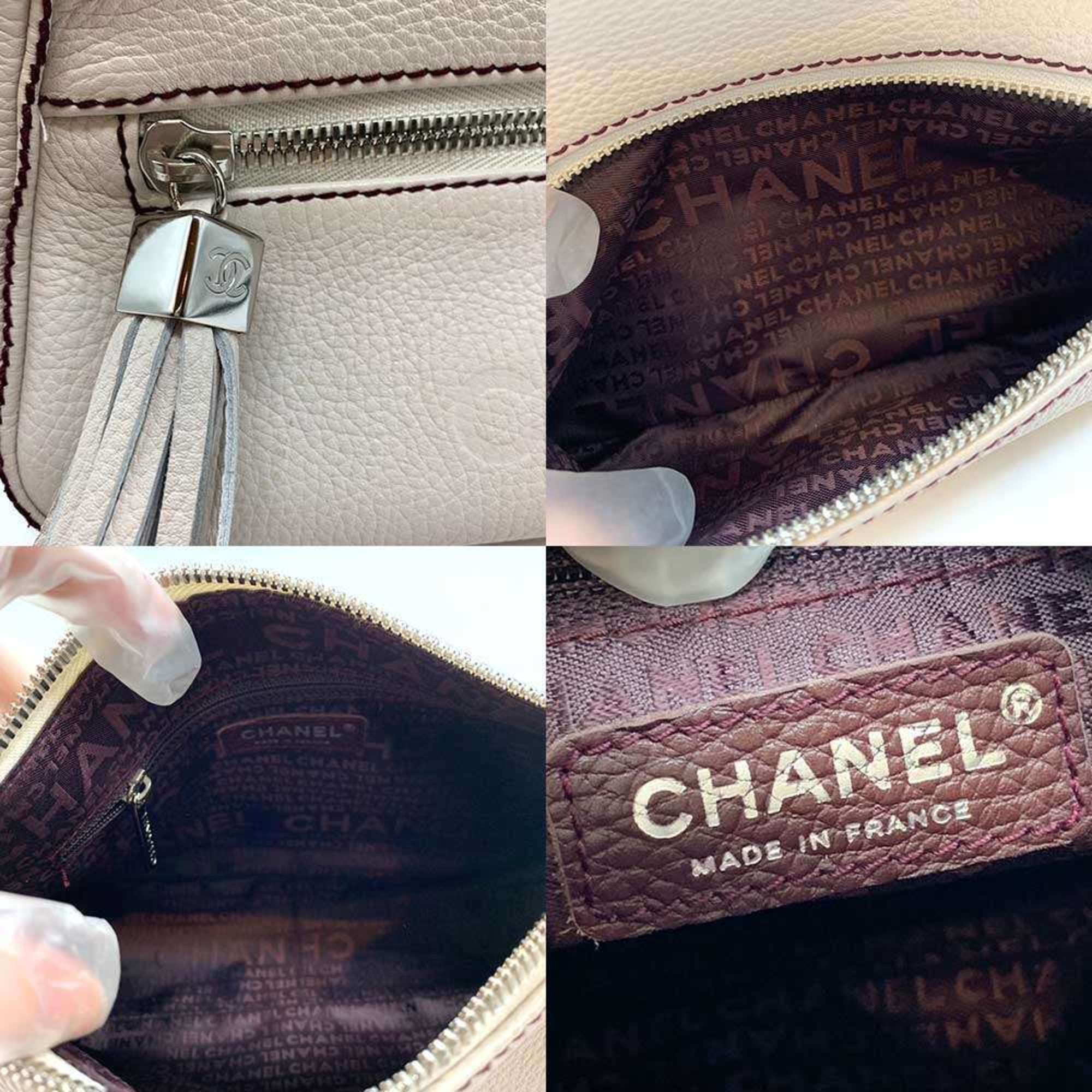 Chanel Chanel Shoulder Bag Horizontal White Tassel Women's Leather CHANEL Size ONE SIZE - 5 Thumbnail