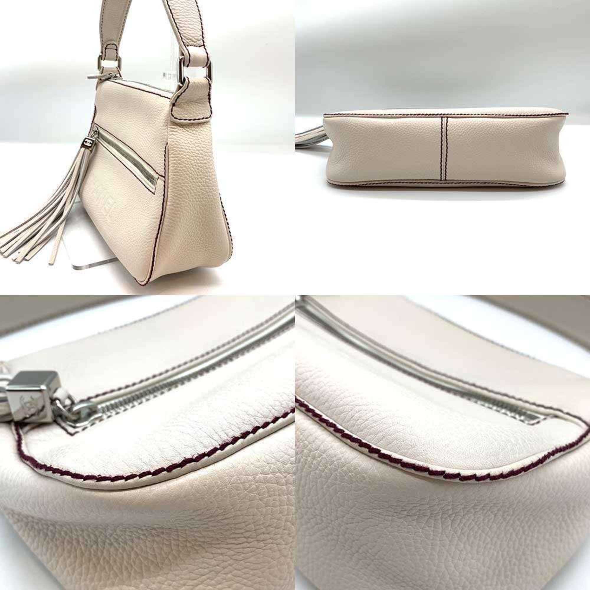 Chanel Chanel Shoulder Bag Horizontal White Tassel Women's Leather CHANEL Size ONE SIZE - 3 Thumbnail
