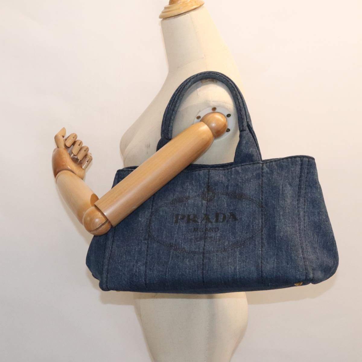 Prada Canapa Blue Canvas Handbag (Pre-Owned) Size ONE SIZE - 15 Thumbnail