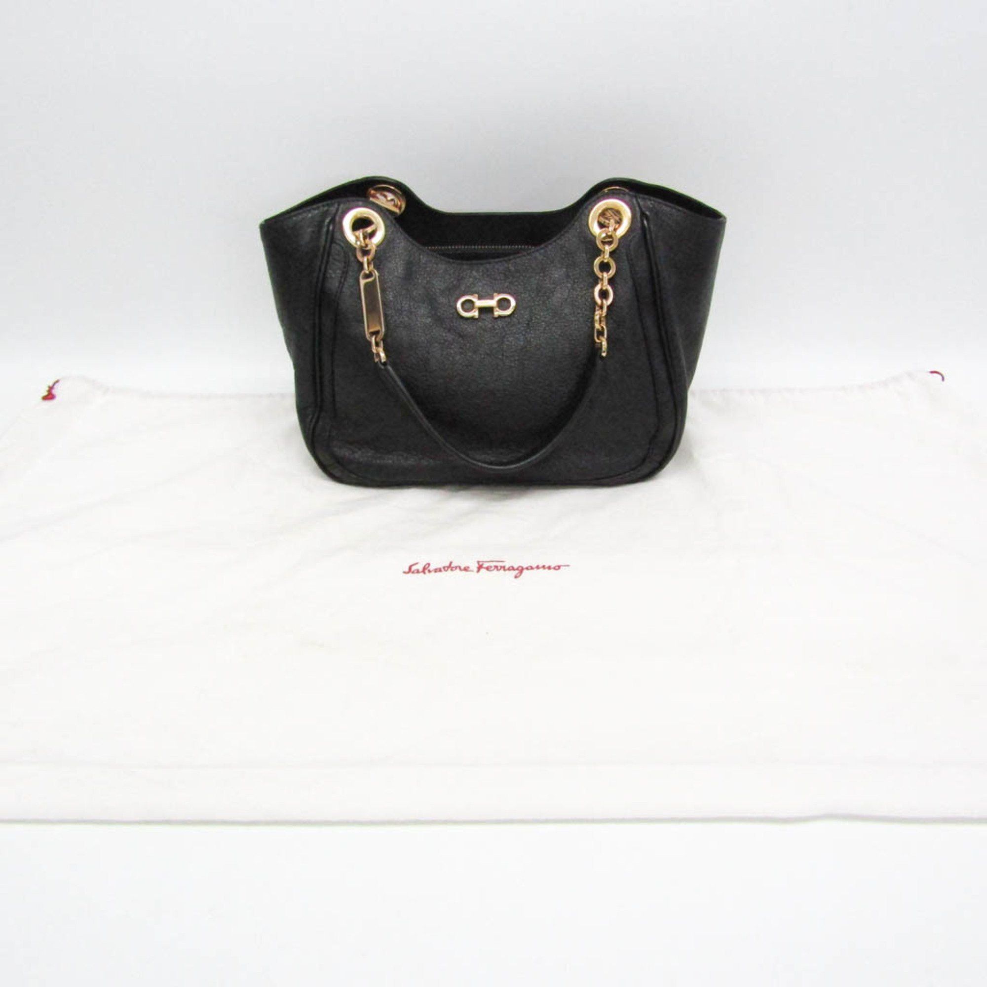 Salvatore Ferragamo Gancini Black Pony-Style Calfskin Handbag (Pre-Owned) Size ONE SIZE - 12 Thumbnail