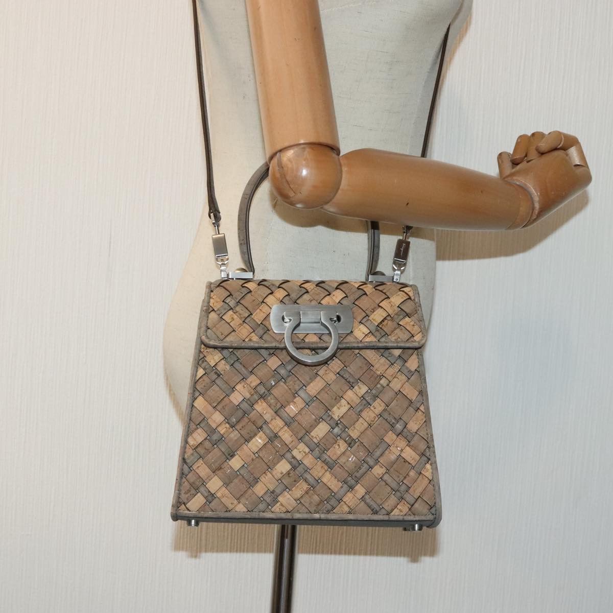 Salvatore Ferragamo Iconic Top Handle Brown Wood Handbag (Pre-Owned) Size ONE SIZE - 11 Thumbnail