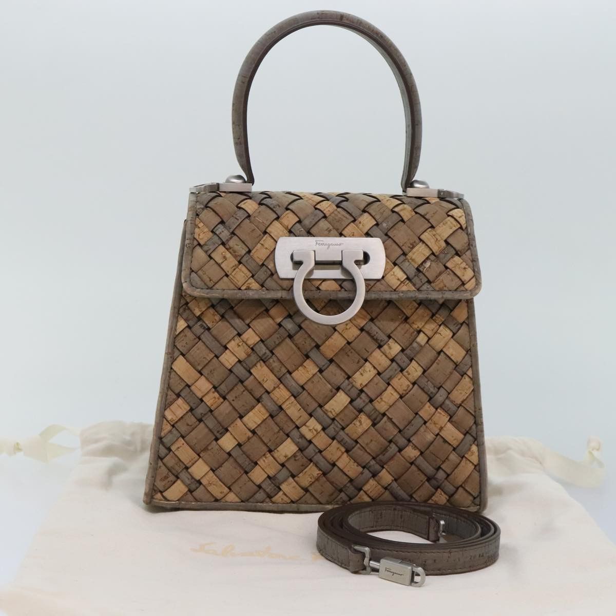 Salvatore Ferragamo Iconic Top Handle Brown Wood Handbag (Pre-Owned) Size ONE SIZE - 10 Thumbnail