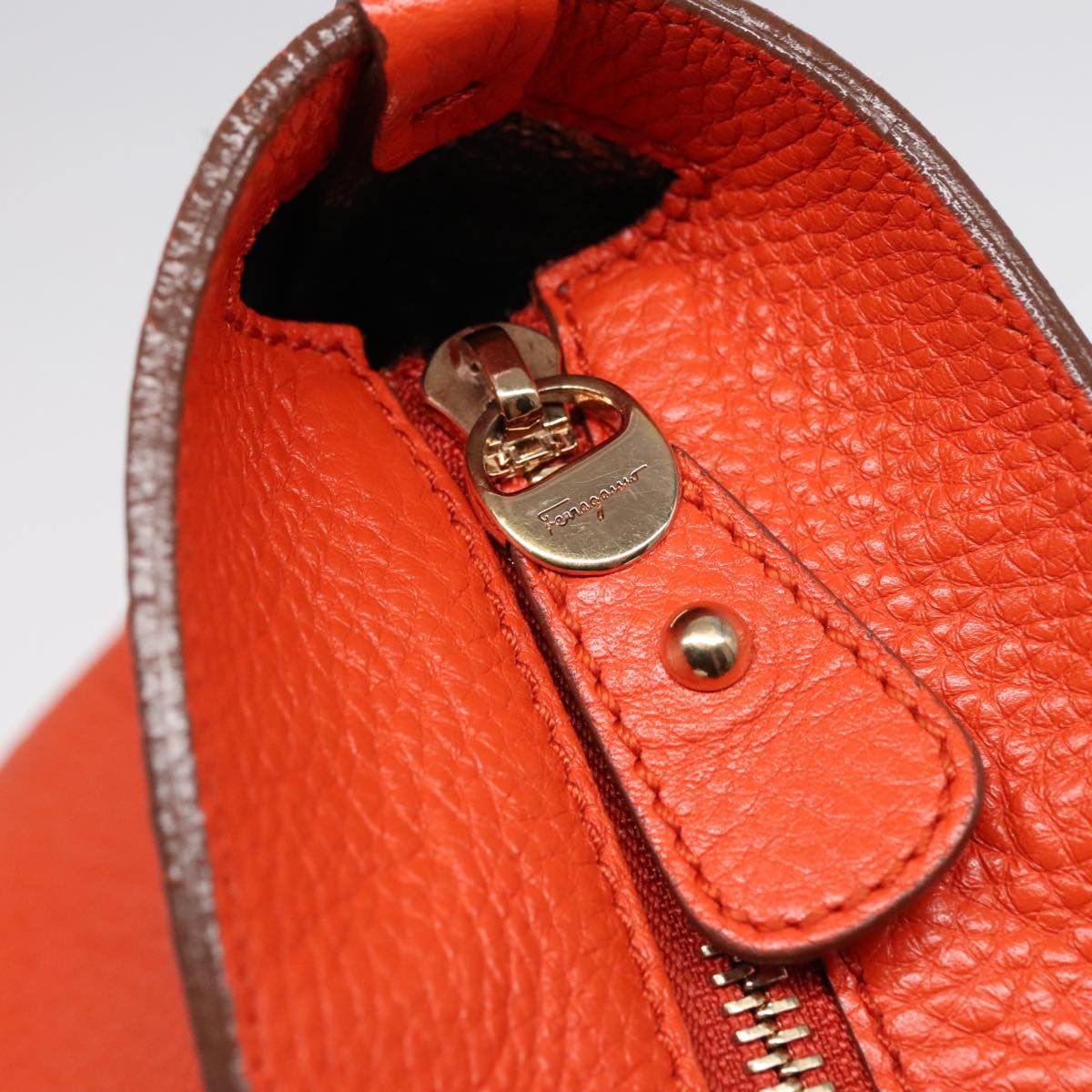 Salvatore Ferragamo Gancini Orange Leather Tote Bag (Pre-Owned) Size ONE SIZE - 6 Thumbnail