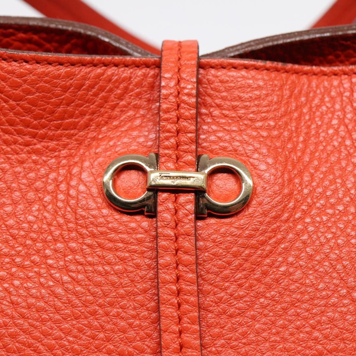 Salvatore Ferragamo Gancini Orange Leather Tote Bag (Pre-Owned) Size ONE SIZE - 12 Thumbnail