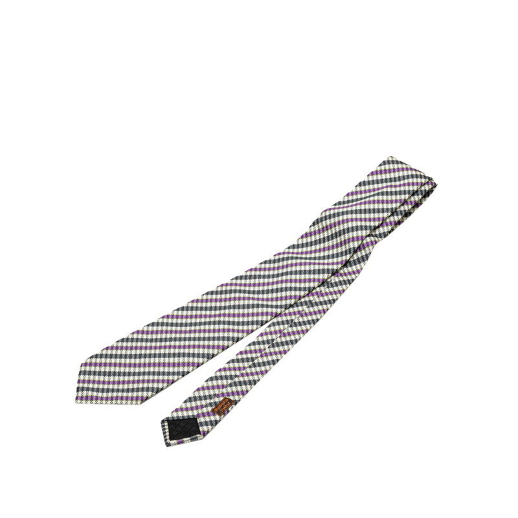 Hermes Hermes Striped Tie Black Purple White Silk Men's HERMES Size ONE SIZE - 2 Thumbnail