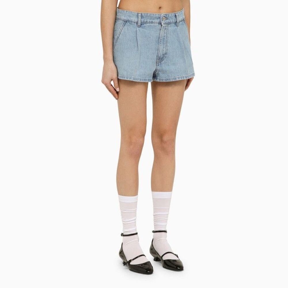 Miu Miu Light Blue Denim Short With Logo Size 28" / US 6 / IT 42 - 4 Thumbnail