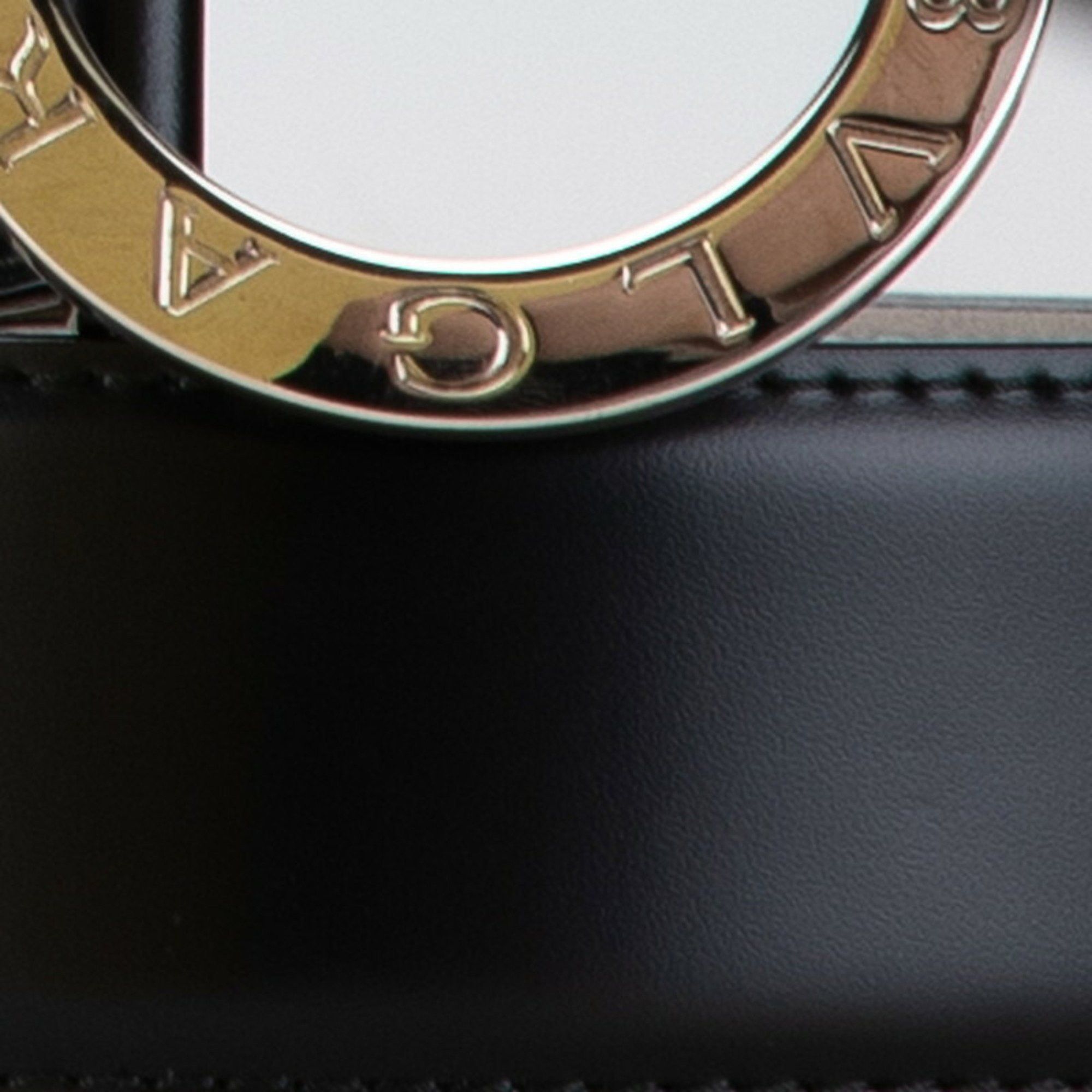 Bvlgari BVLGARI Round Buckle Belt 44/110 Black Grained Leather Men's Size ONE SIZE - 5 Thumbnail
